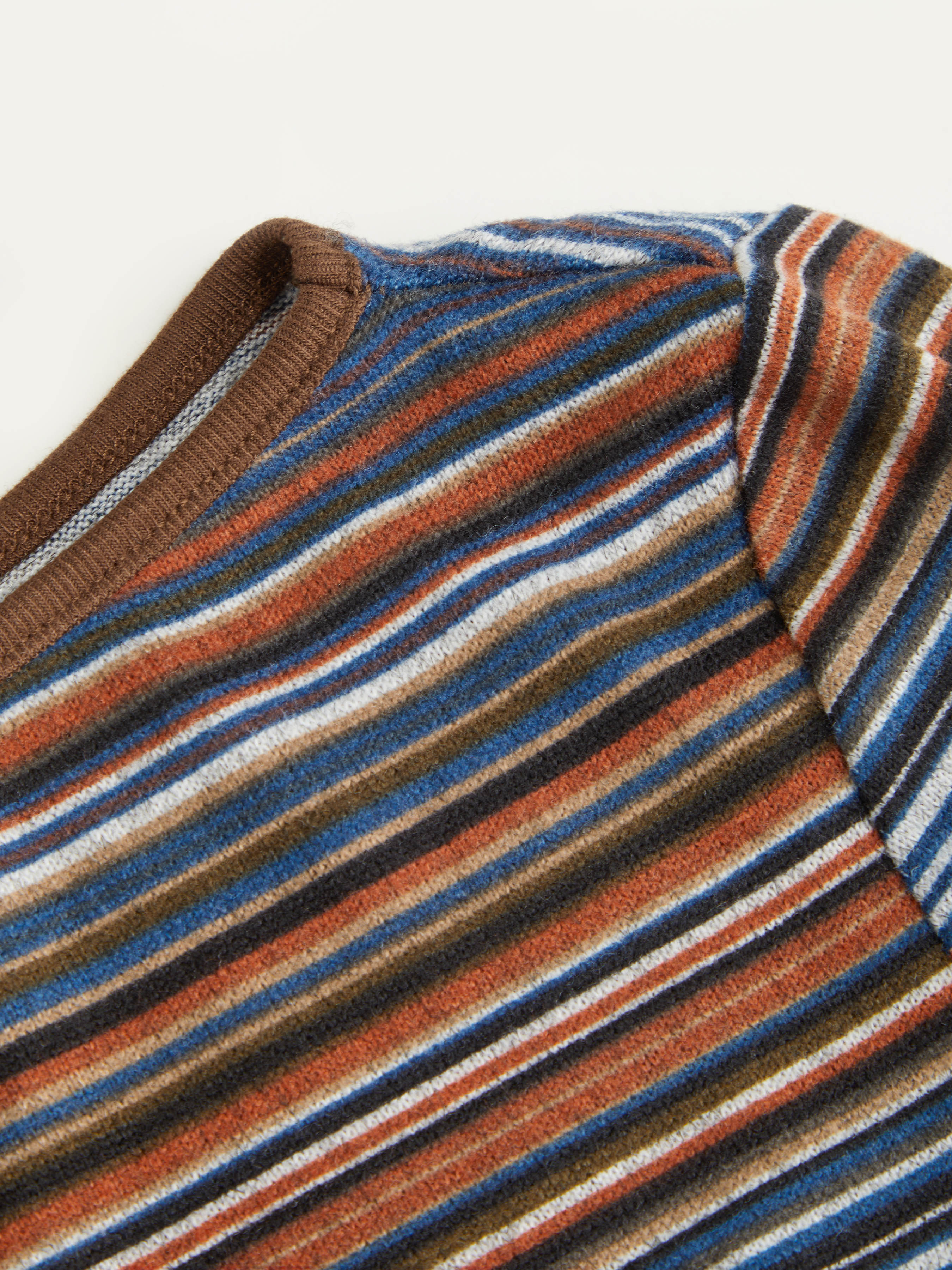 Striped Boat Neck Bell Sleeve Slim Tee — Mid Blue
