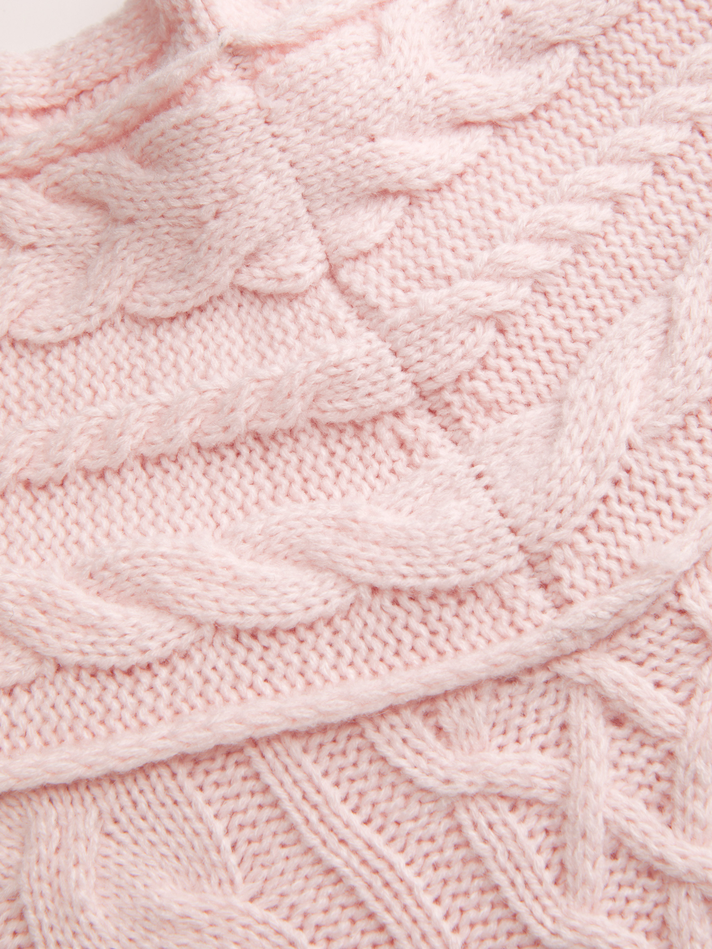 Cable Knit Off-shoulder Lantern Sleeve Oversized Top — Pink
