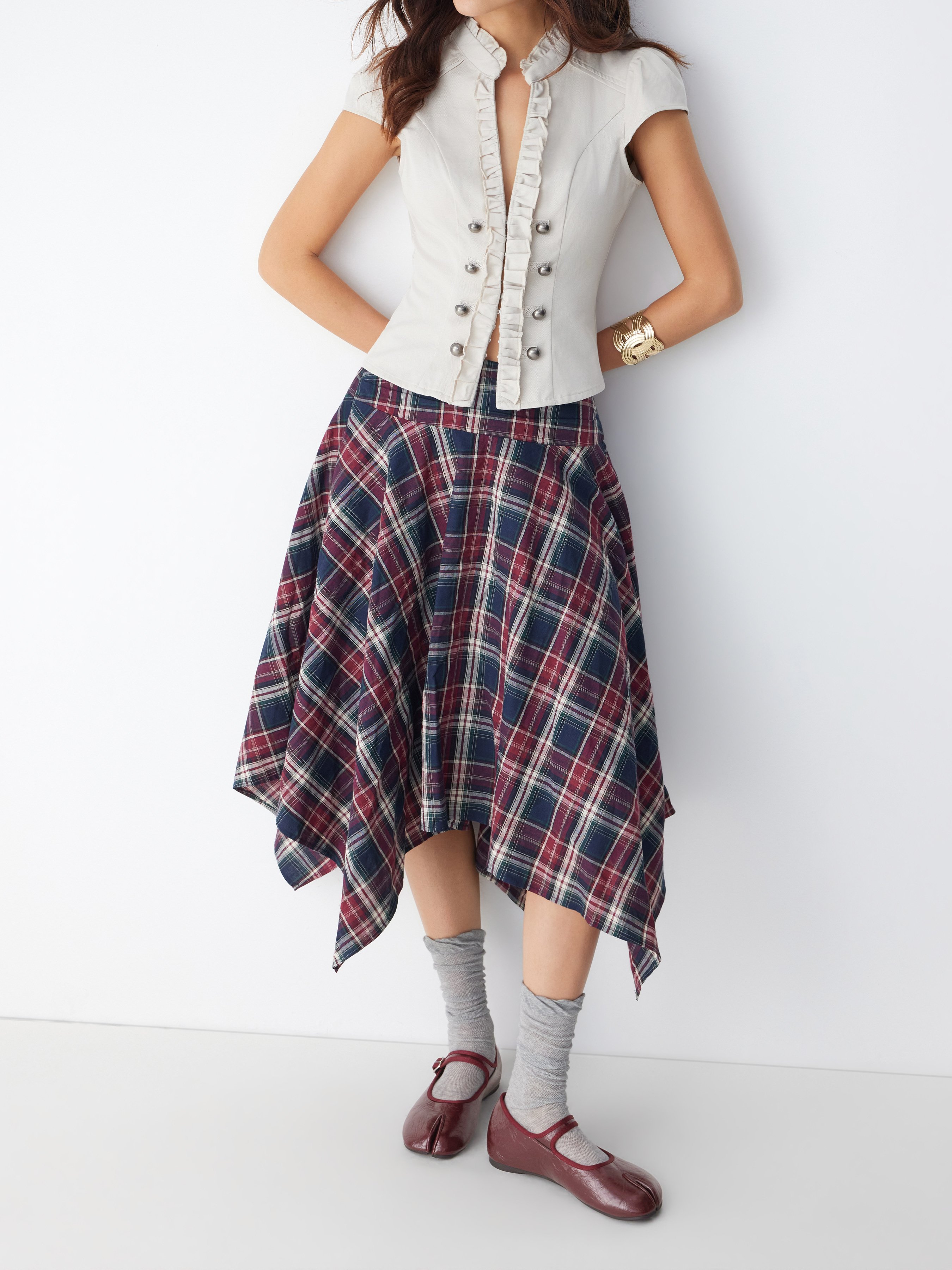 BUCKET SPLIT TOE MARY JANE FLATS — Wine