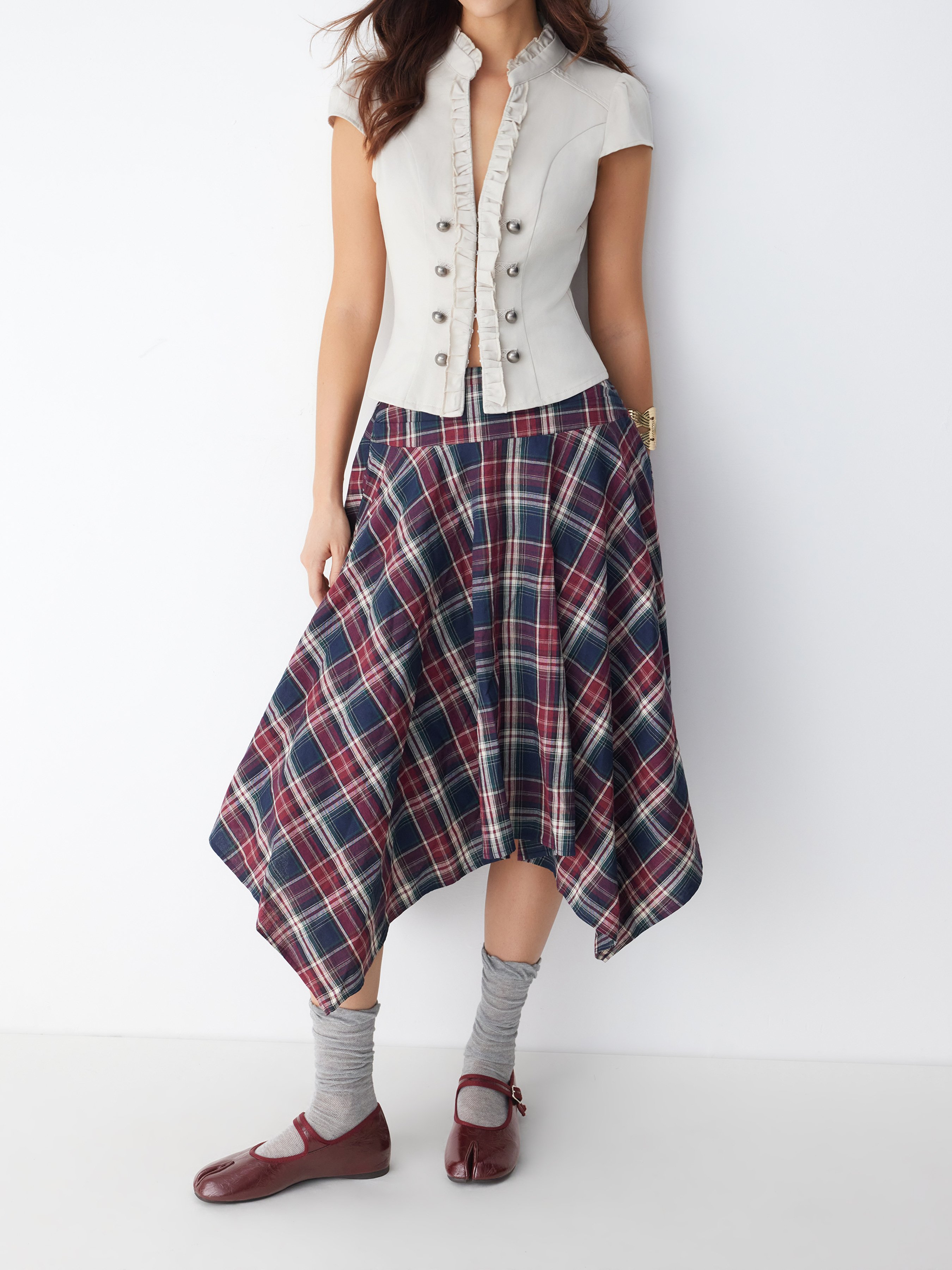 BUCKET SPLIT TOE MARY JANE FLATS — Wine
