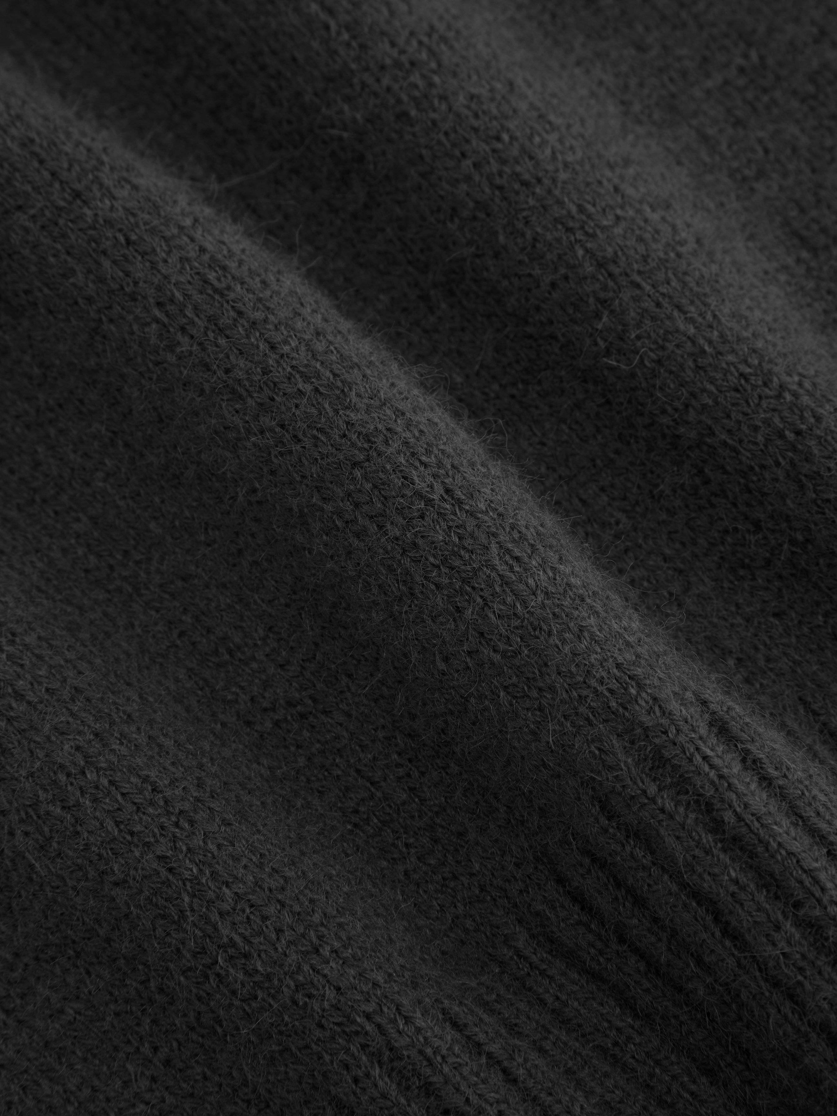 Knit Shawl V-neck Collar Button Detail Sweater — Black