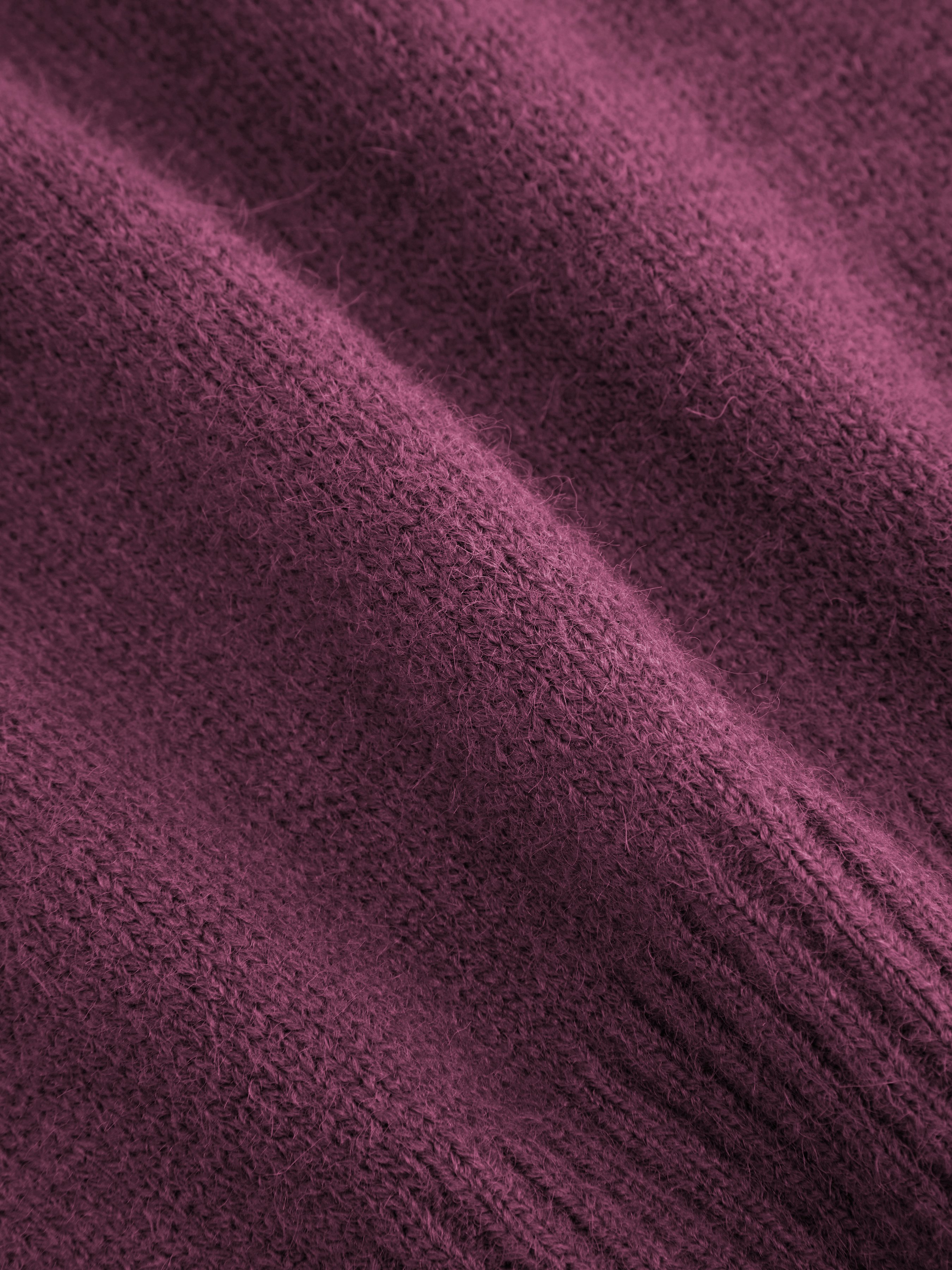Knit Shawl V-neck Collar Button Detail Sweater — Purple Fig