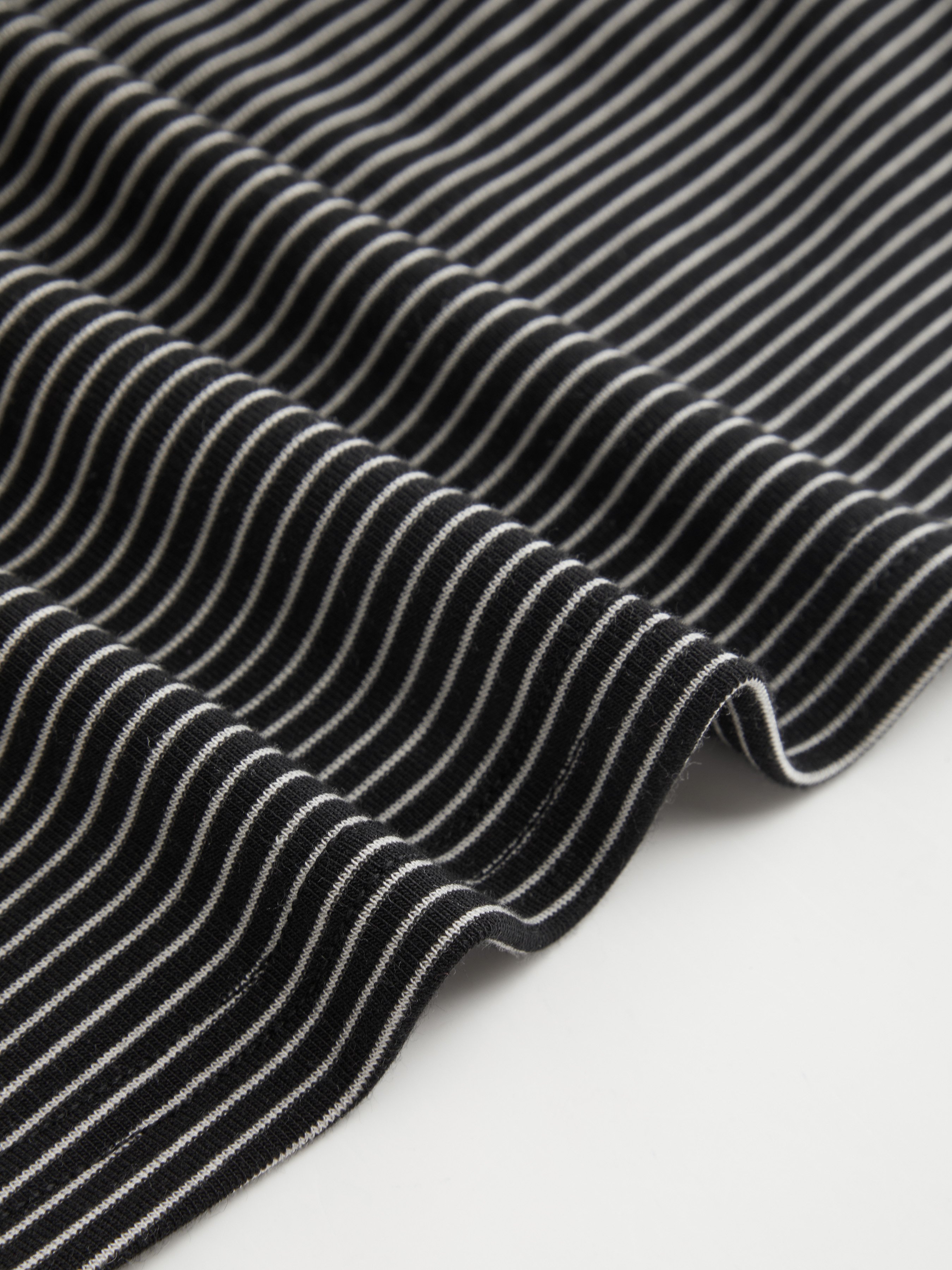Striped Boat Neck Bell Sleeve Slim Tee — Black Stripe