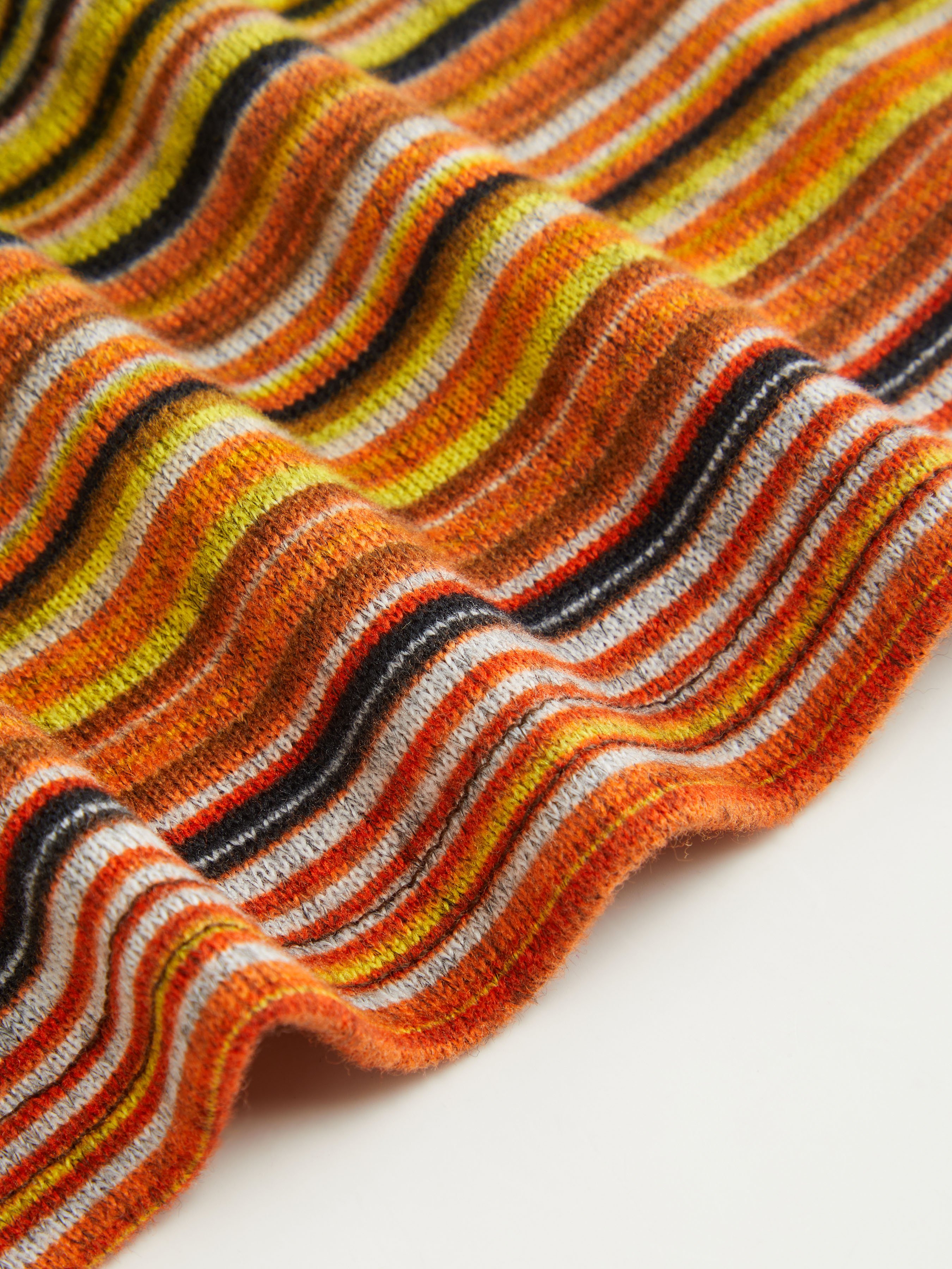Striped Boat Neck Bell Sleeve Slim Tee — Orange