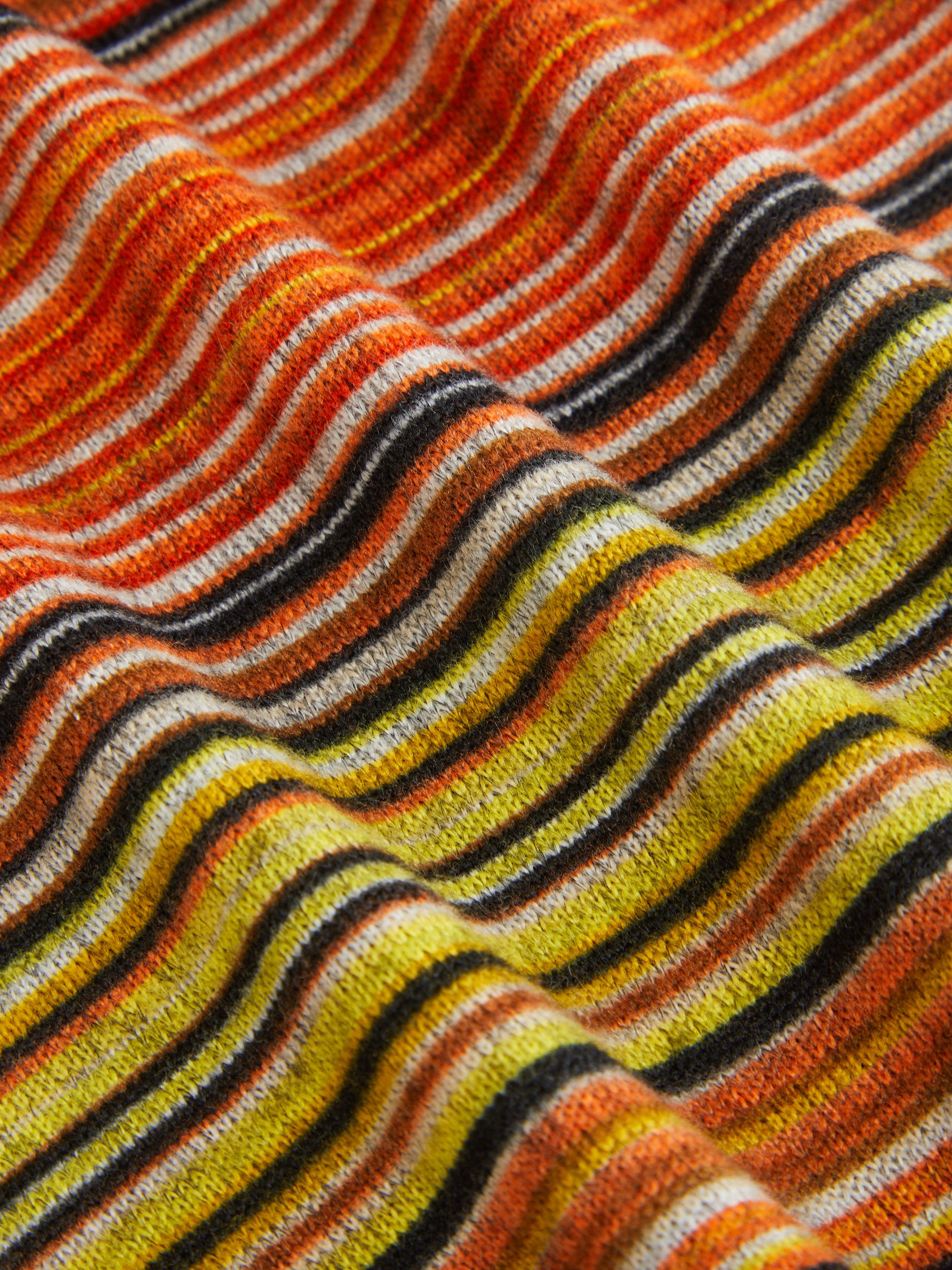 Striped Boat Neck Bell Sleeve Slim Tee — Orange