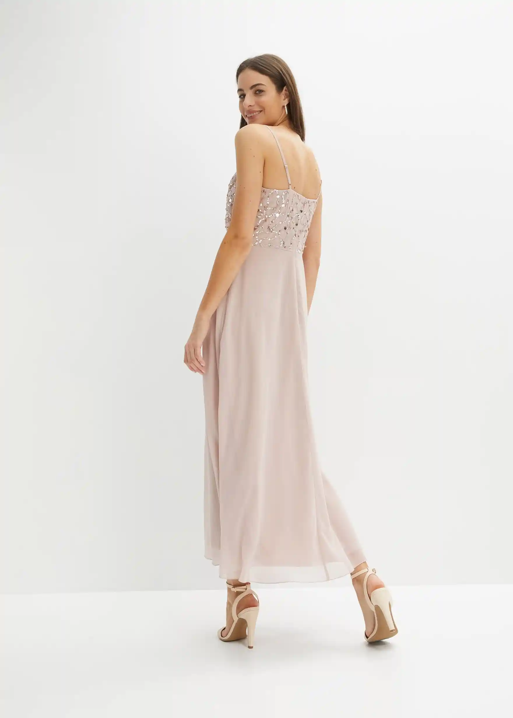 Trägerkleid mit Paillettenstickerei - hellrosa