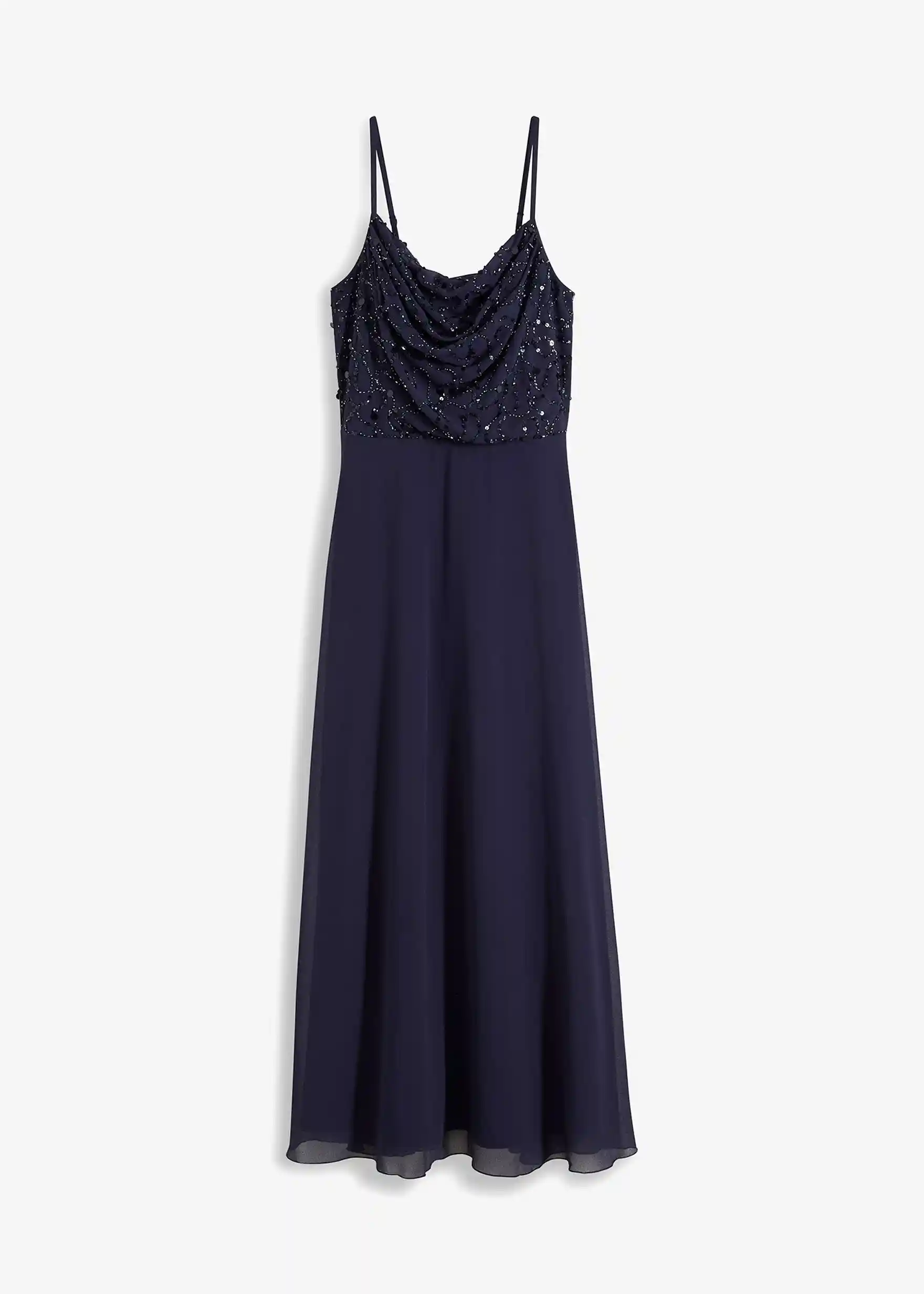 Trägerkleid mit Paillettenstickerei - dunkelblau