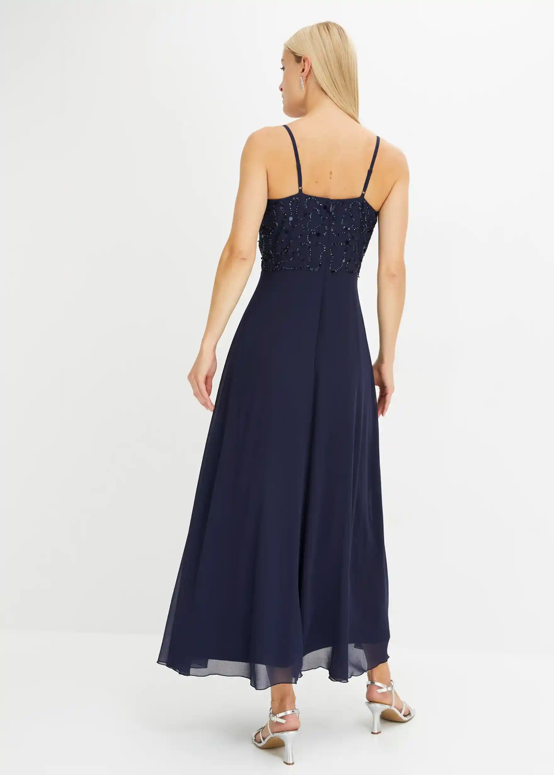 Trägerkleid mit Paillettenstickerei - dunkelblau