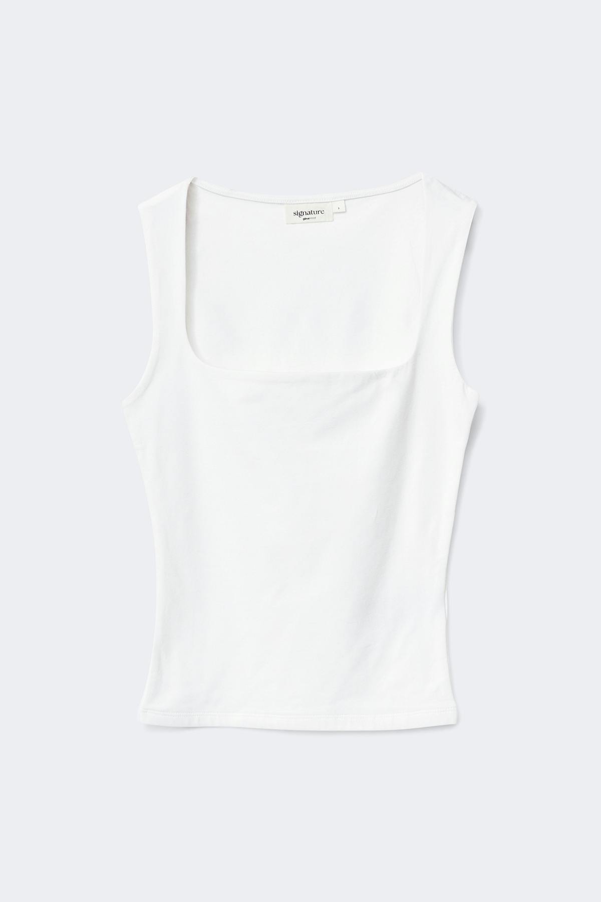 Square neck tank top - White