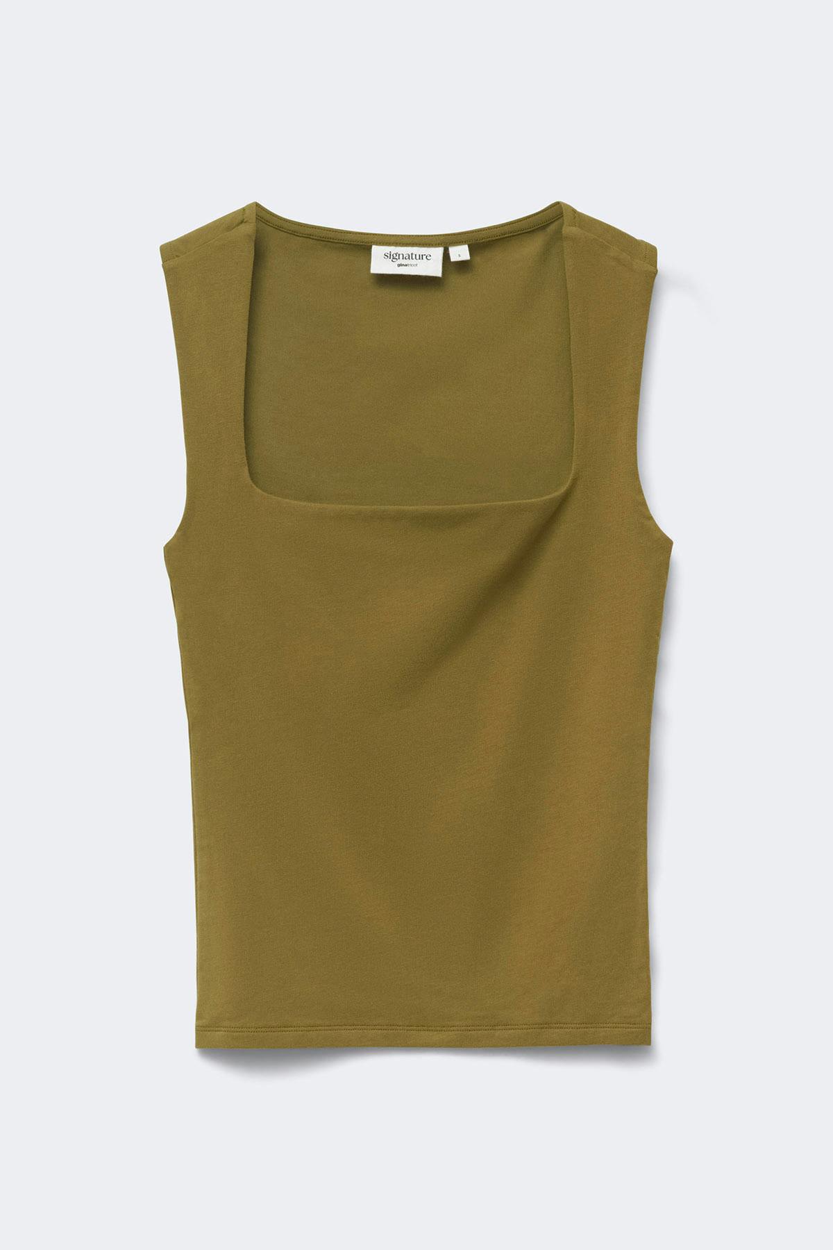 Square neck tank top - Green