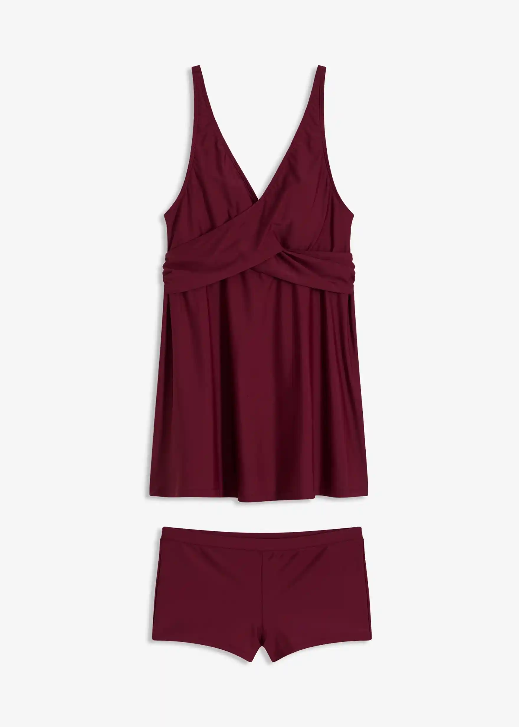 Long-Tankini (2-tlg.Set) mit V-Ausschnitt - ahornrot