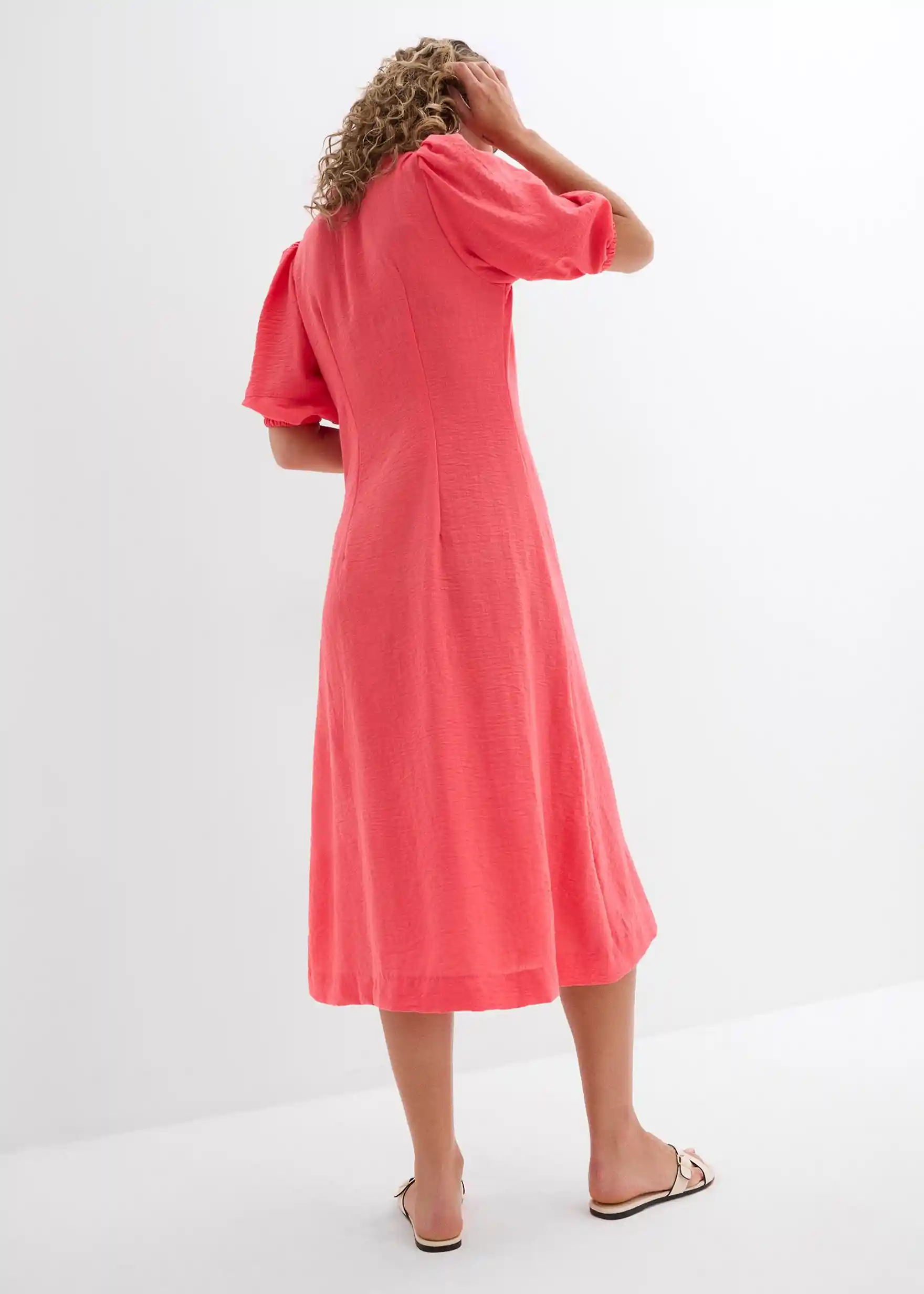 Midikleid mit Puffärmeln - paradiespink
