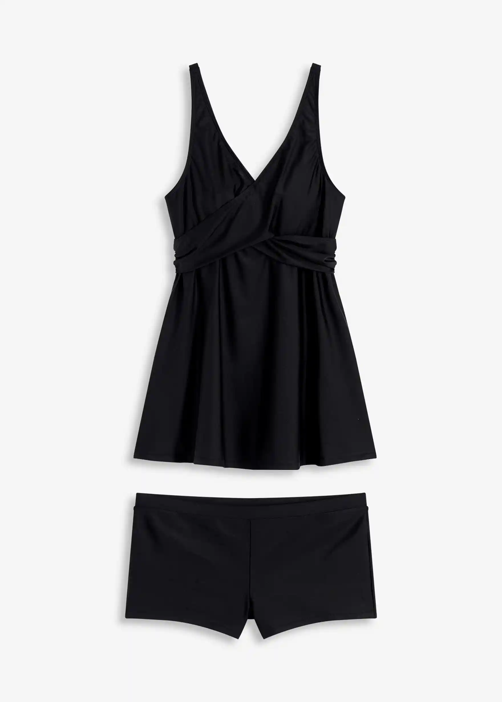 Long-Tankini (2-tlg.Set) mit V-Ausschnitt - schwarz