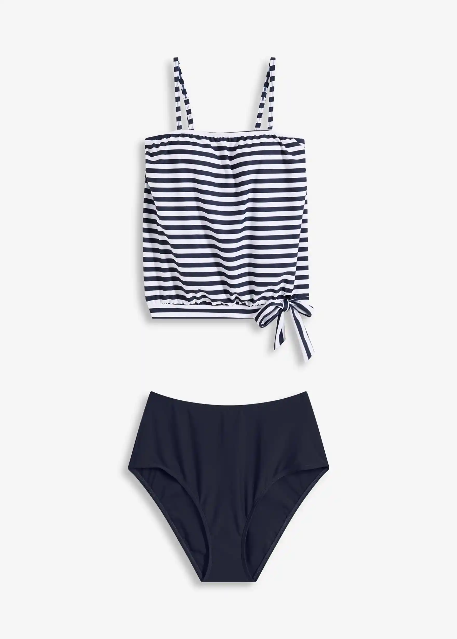Oversize-Tankini mit abnehmbaren Trägern (2-tlg.Set) - dunkelblau/weiß gestreift
