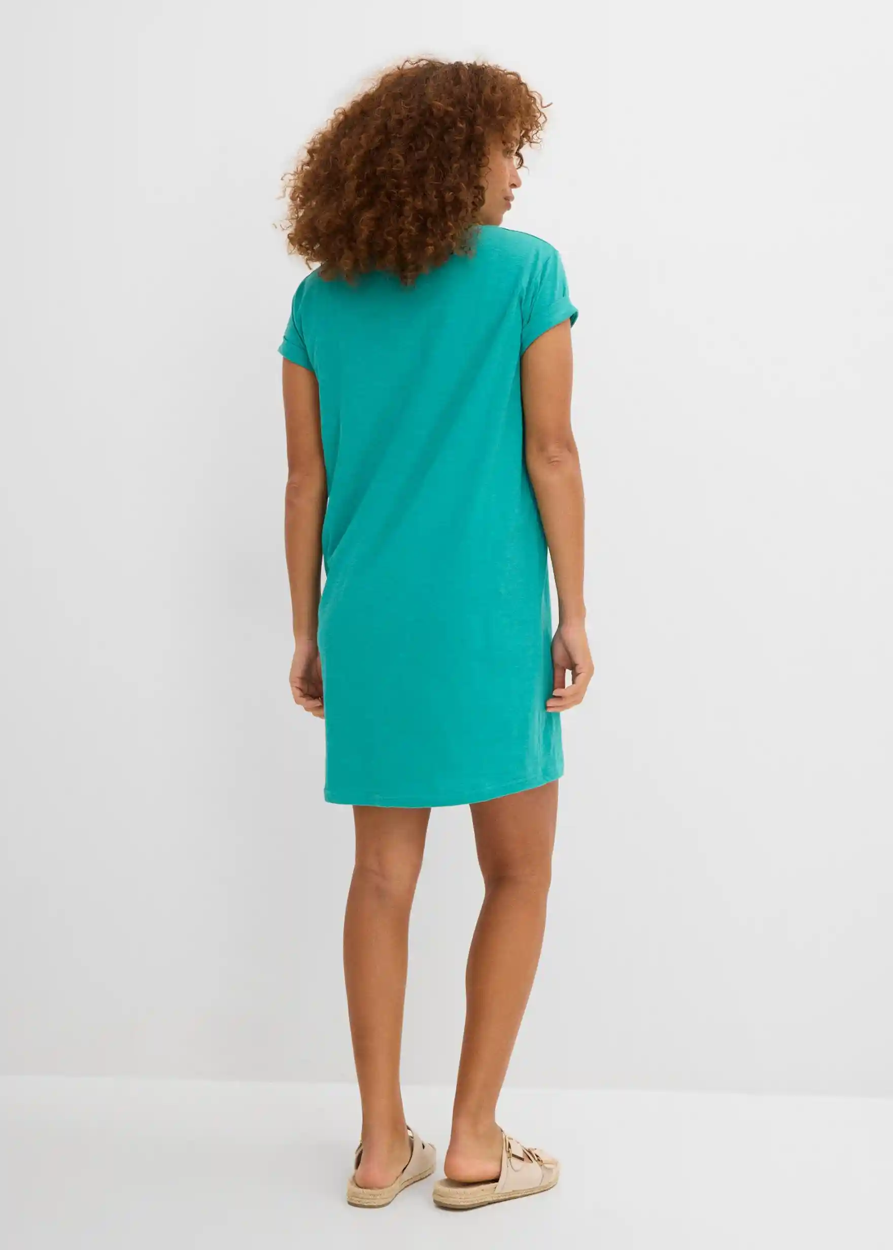 Shirtkleid aus reiner Bio-Baumwolle - matttürkis