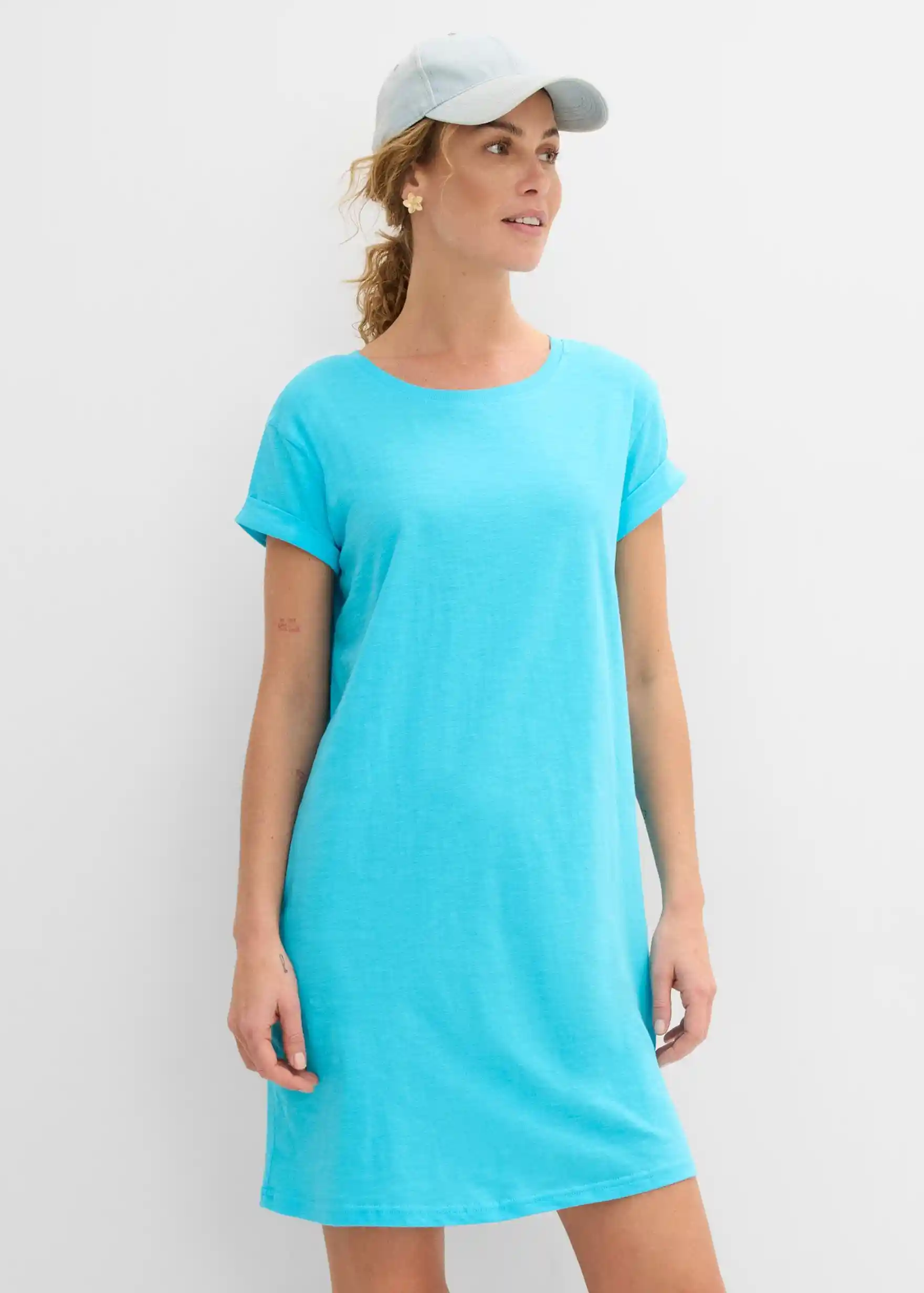 Shirtkleid aus reiner Bio-Baumwolle - karibikblau