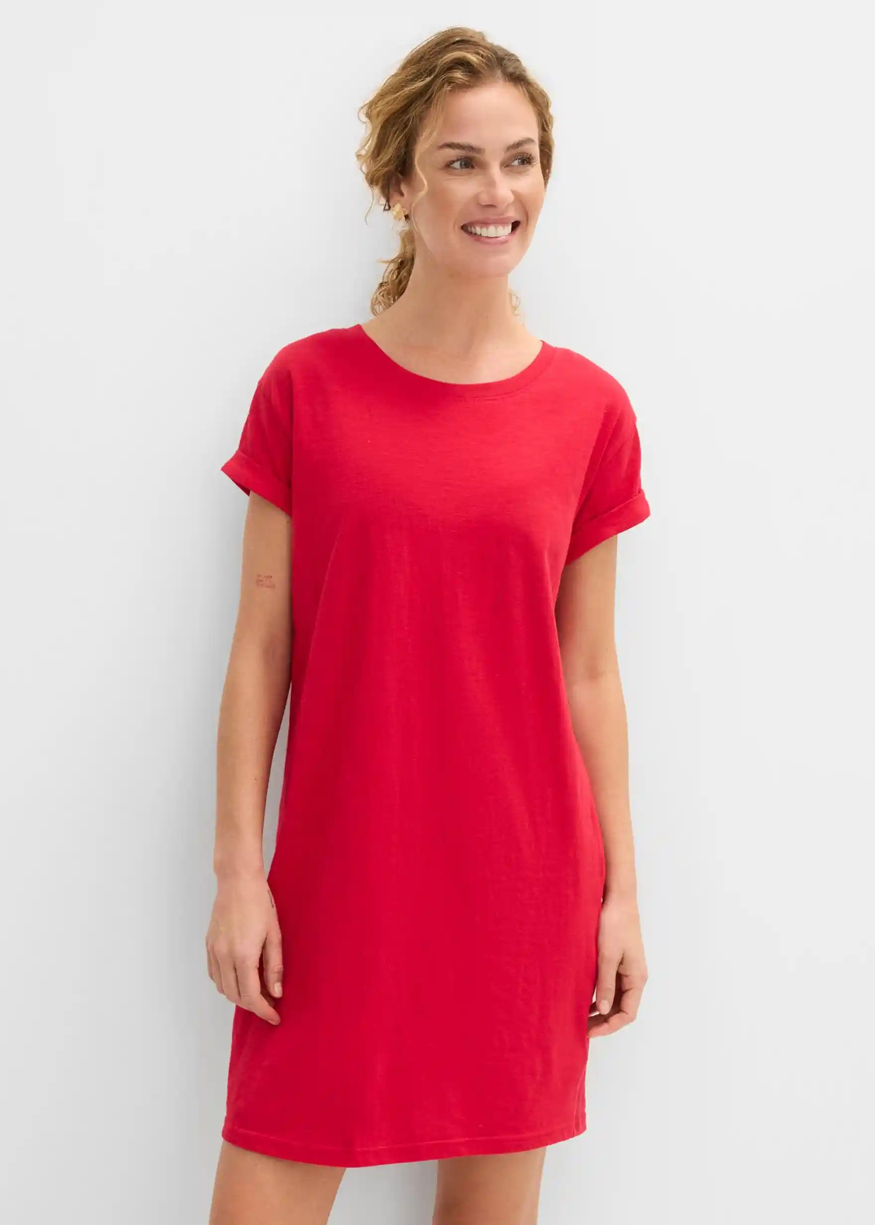 Shirtkleid aus reiner Bio-Baumwolle - rot