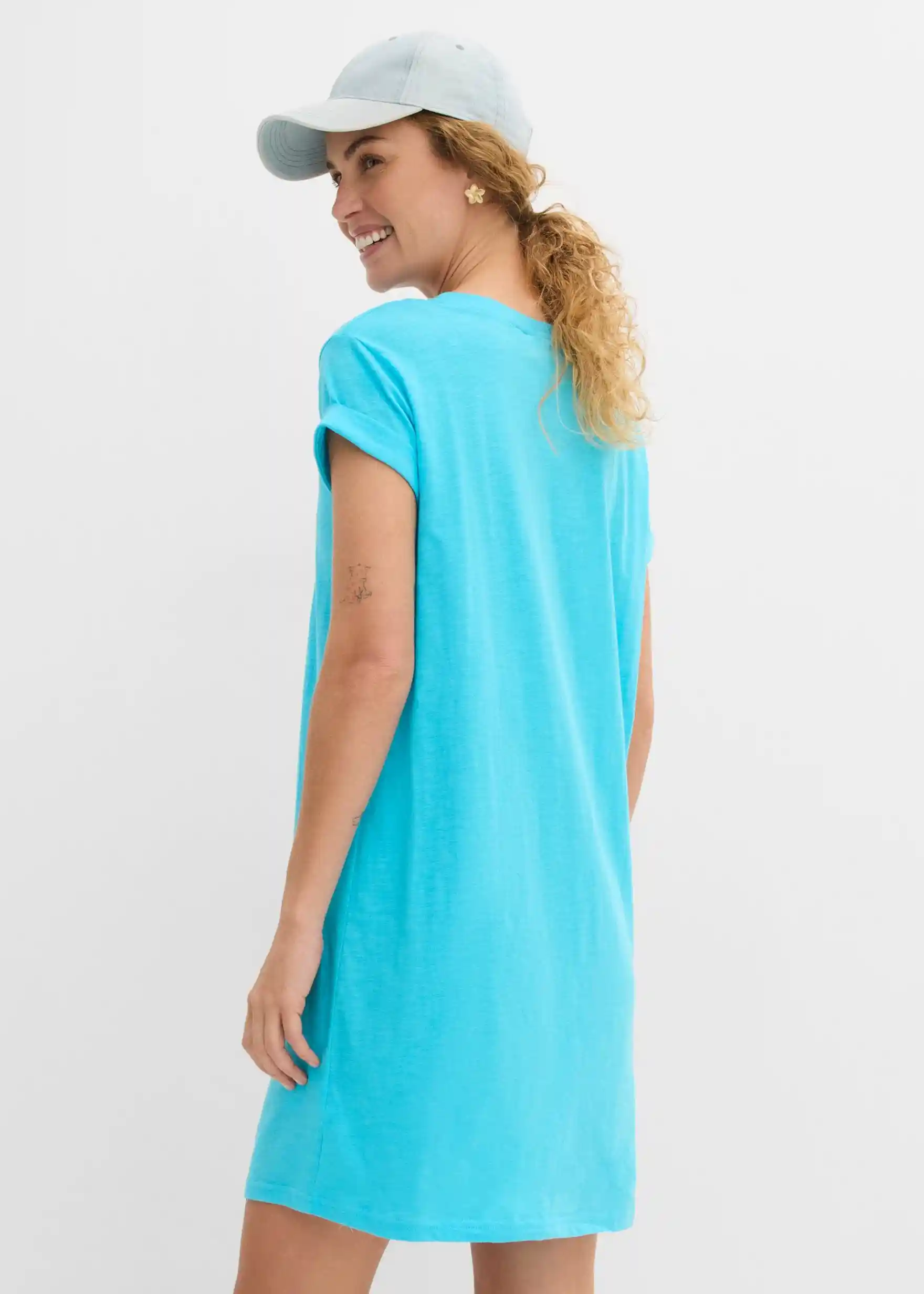 Shirtkleid aus reiner Bio-Baumwolle - karibikblau