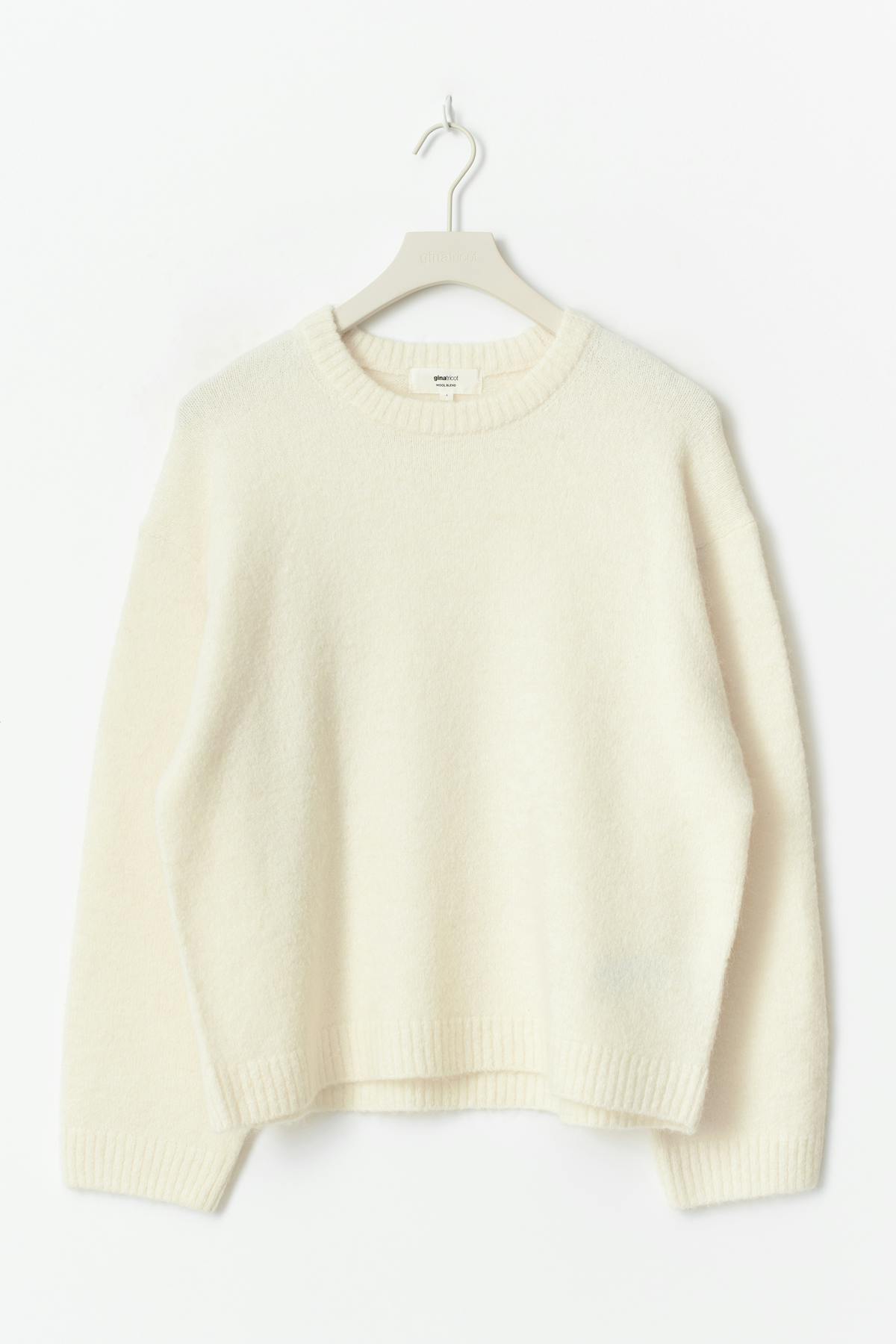 Crew neck knitted sweater - White