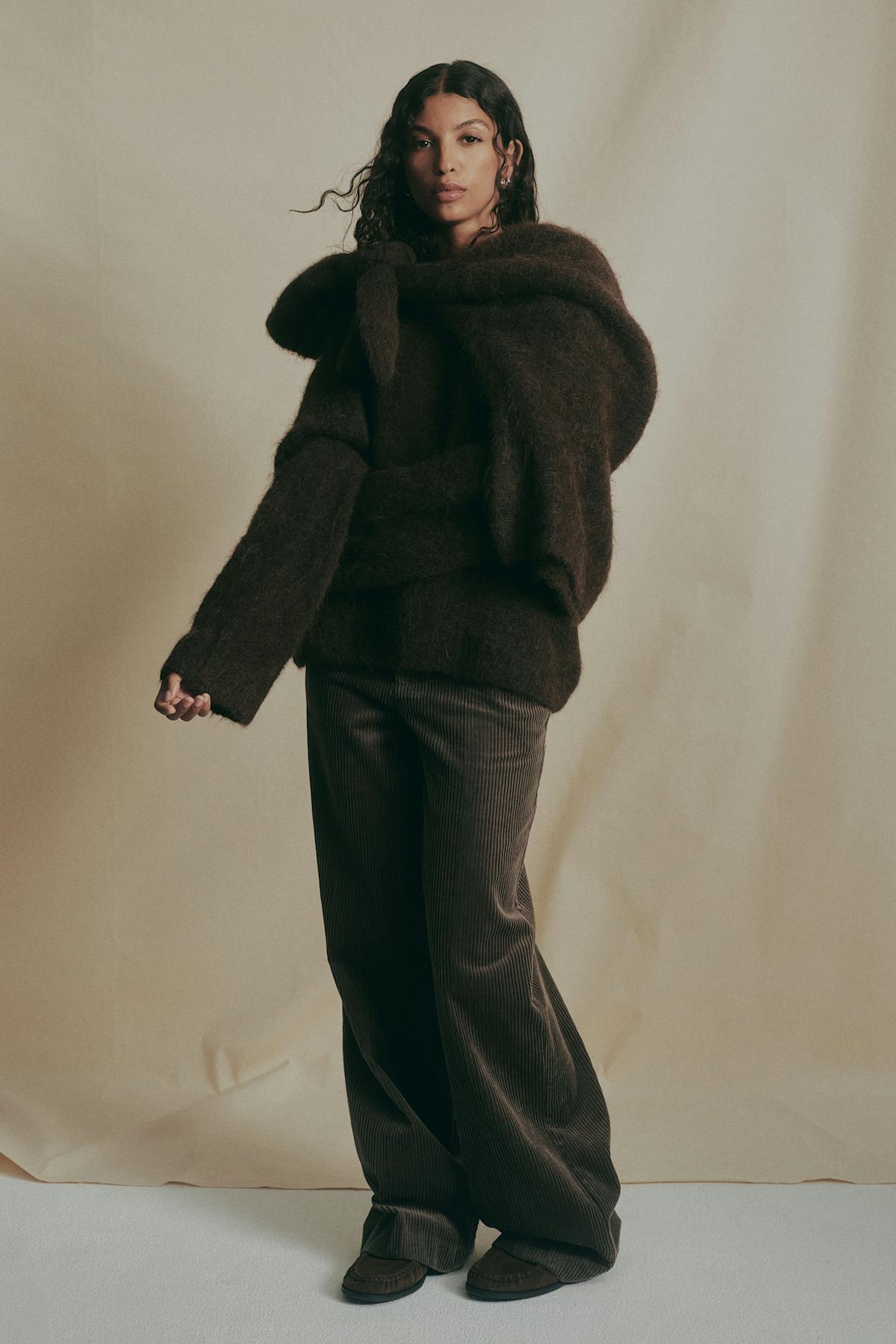 Alpaca blend knitted sweater - Brown