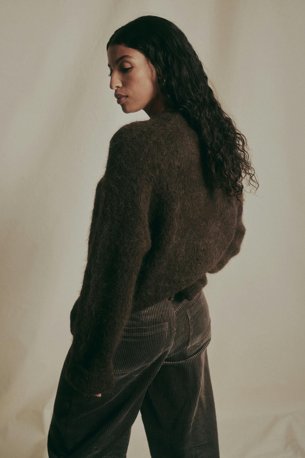 Alpaca blend knitted sweater - Brown