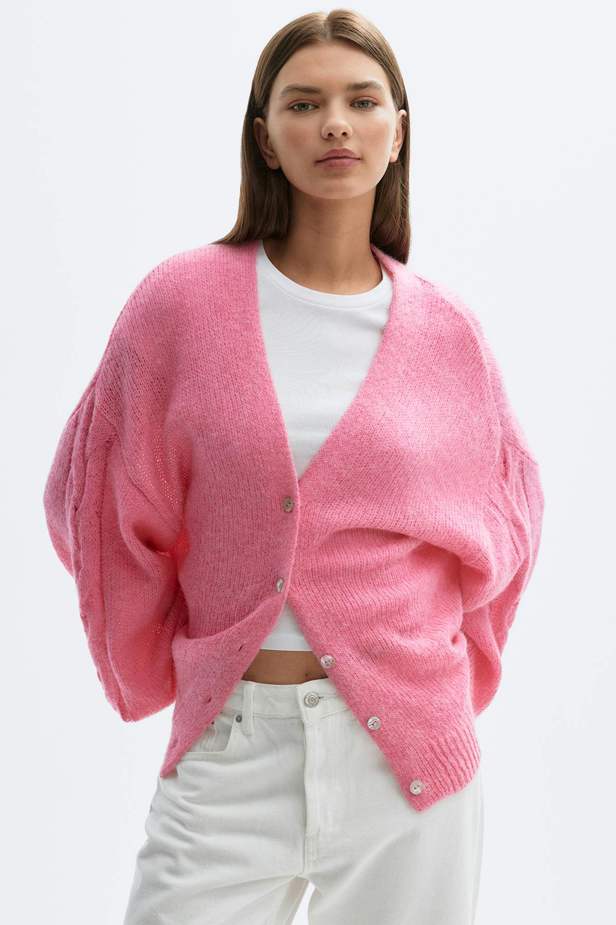 Chunky knitted cardigan - Pink