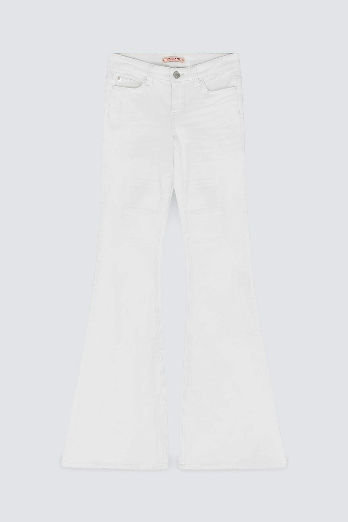 Glow low flare petite jeans - White