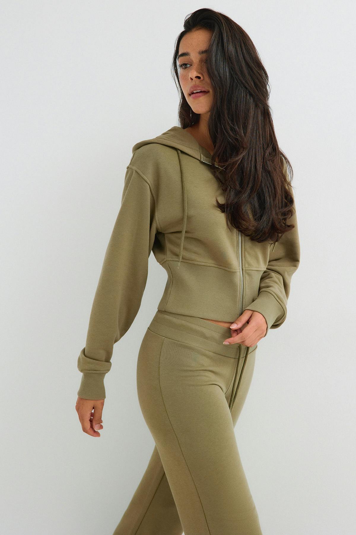 Slim fit zip hoodie - Green