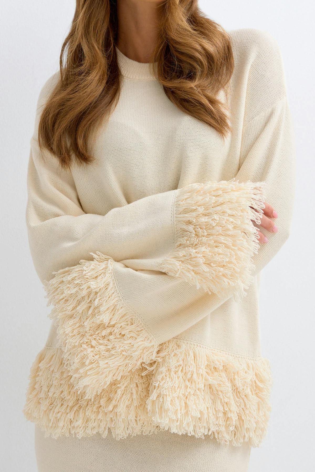 Knitted fringe sweater - White
