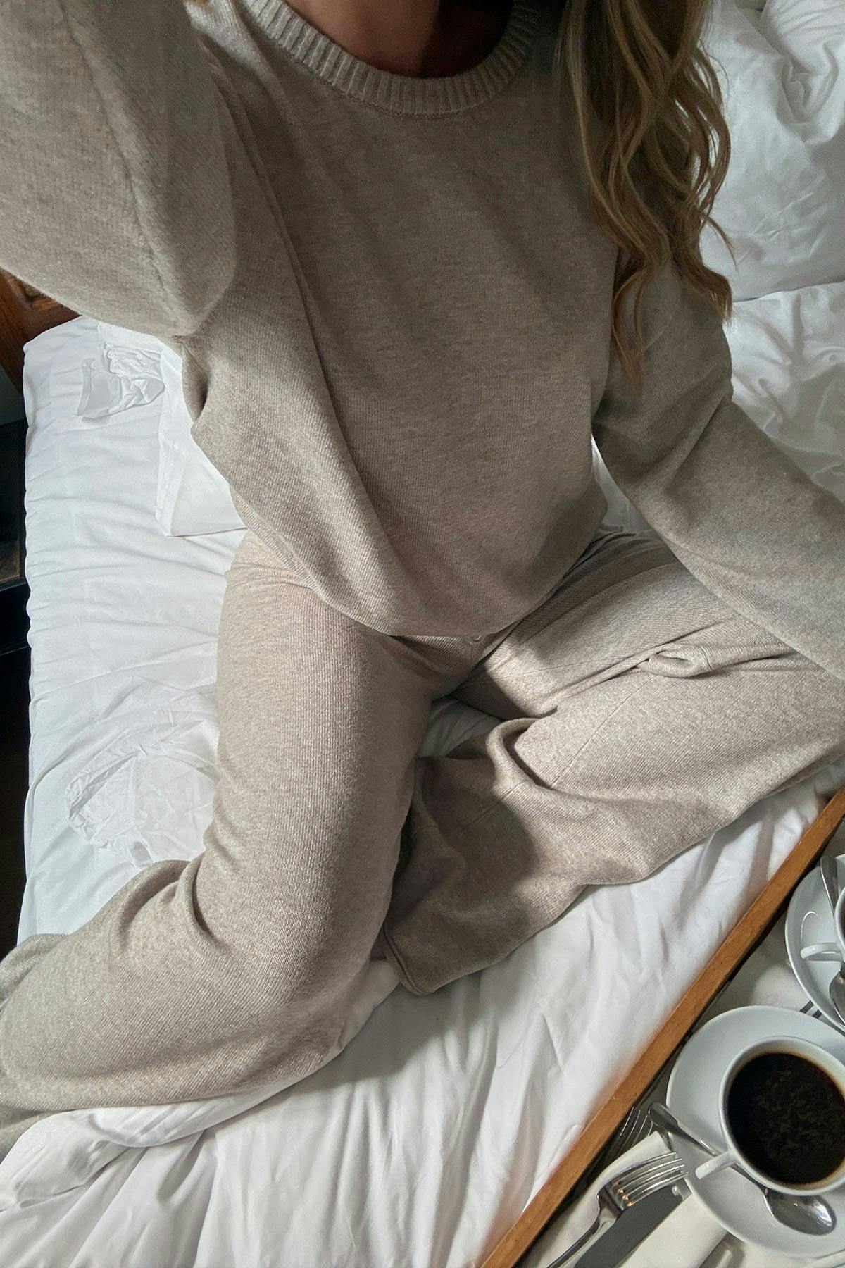 Knitted loungewear sweater - Beige