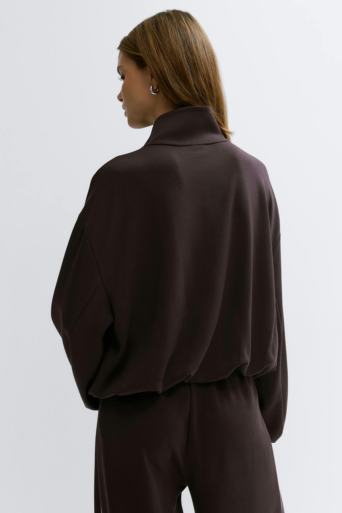 Soft sporty zip jacket - Brown