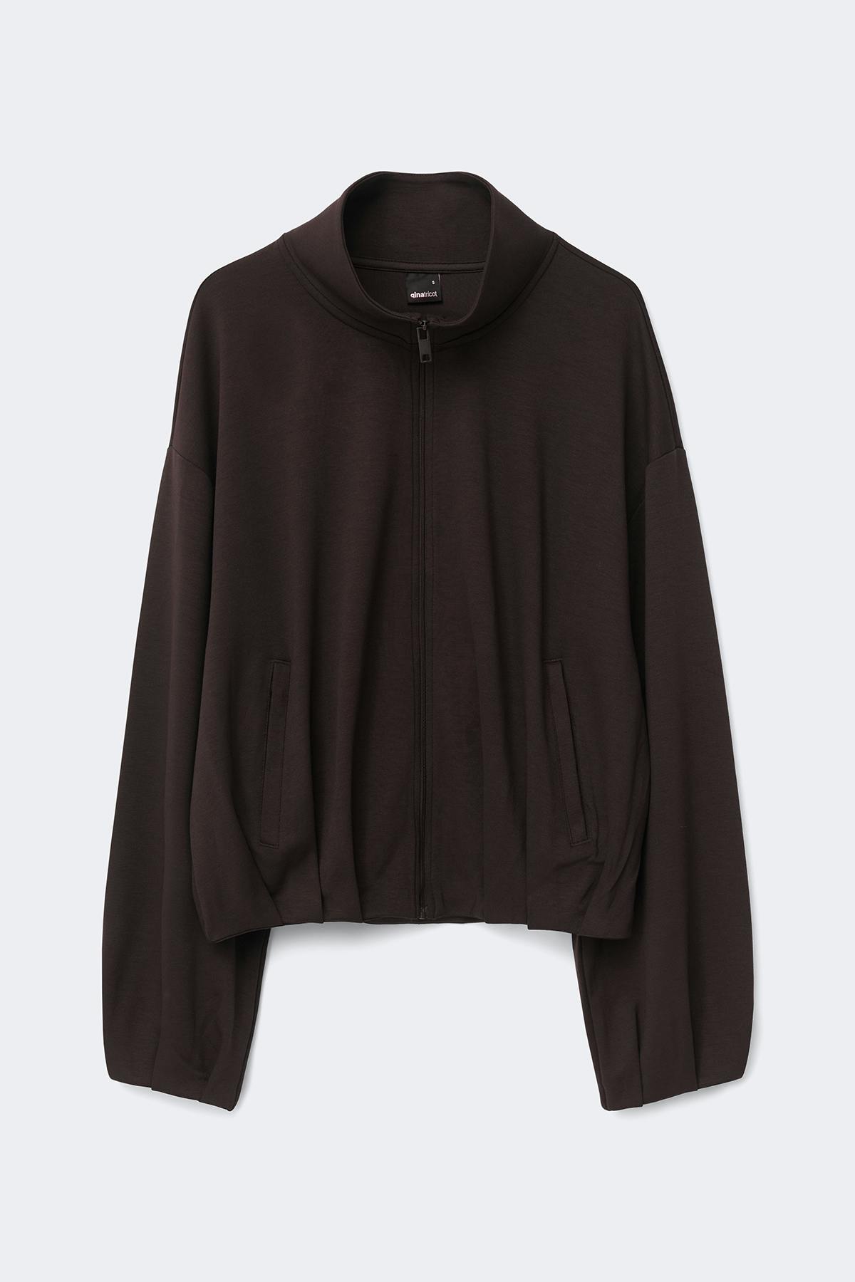 Soft sporty zip jacket - Brown