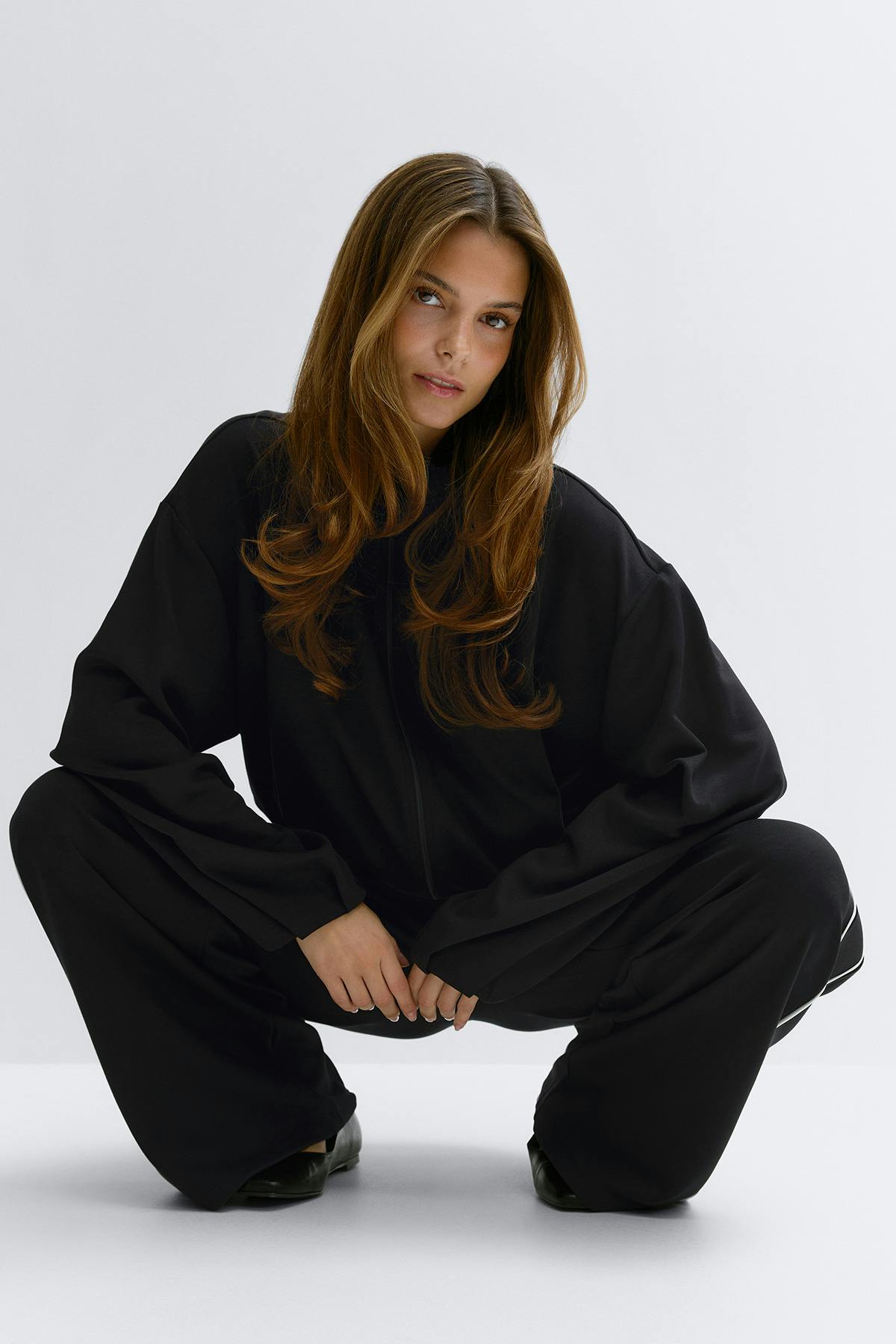 Soft sporty zip jacket - Black