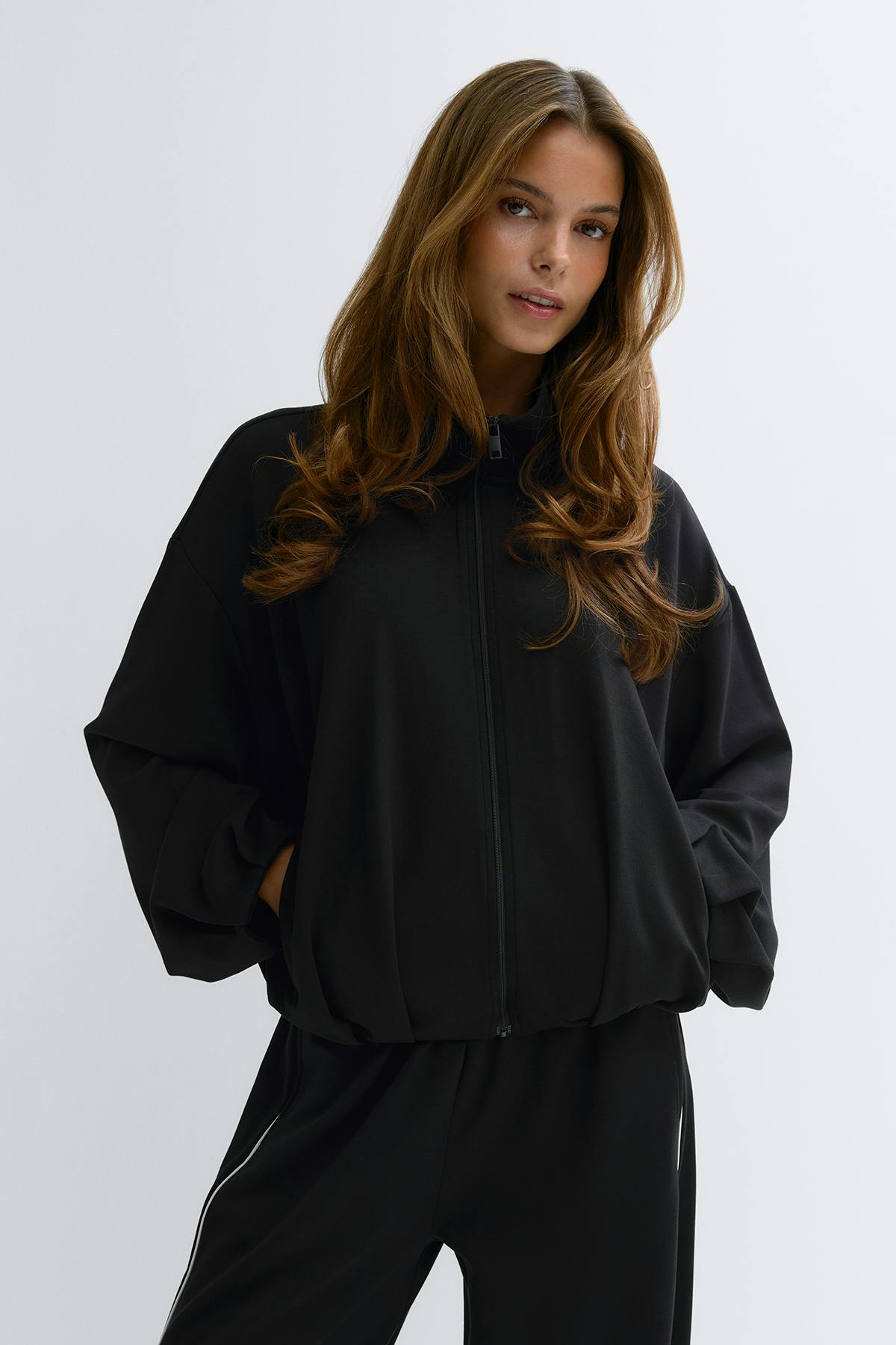 Soft sporty zip jacket - Black