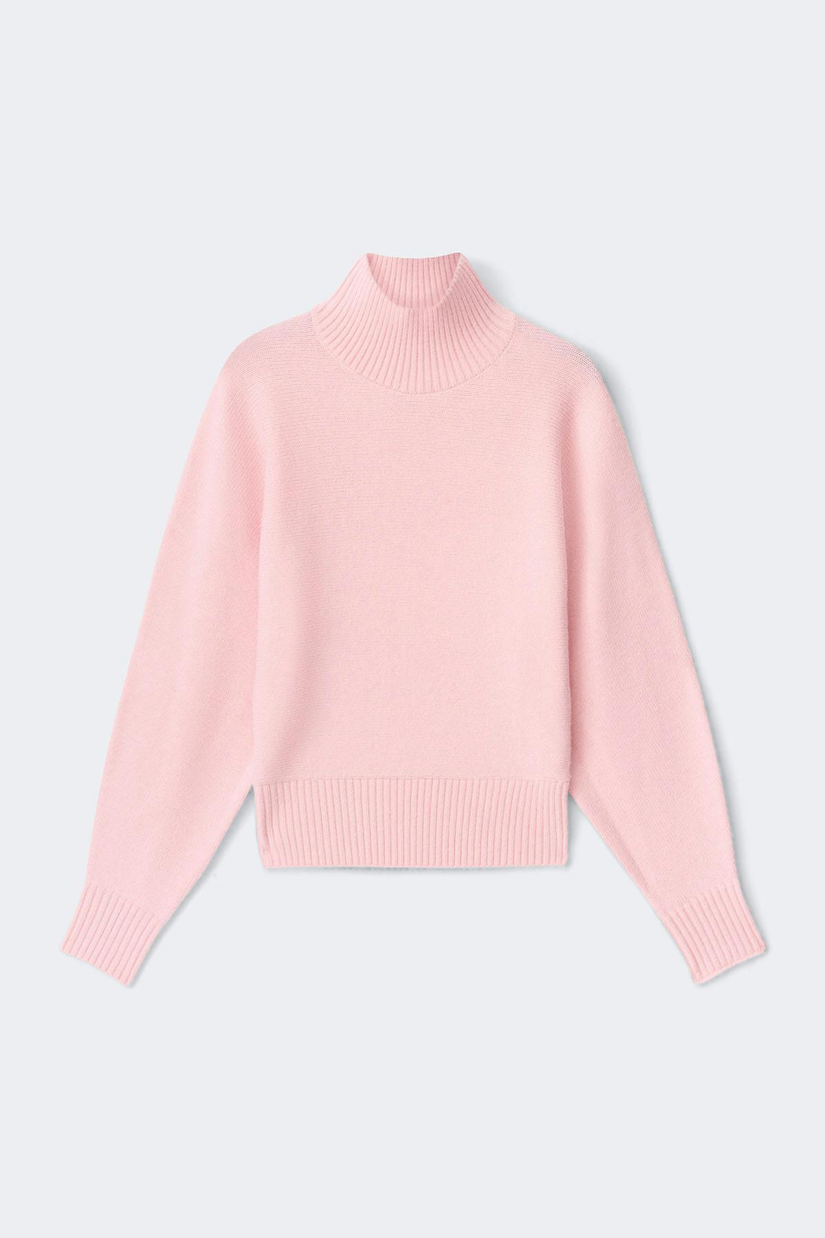 Knitted turtleneck sweater - Pink