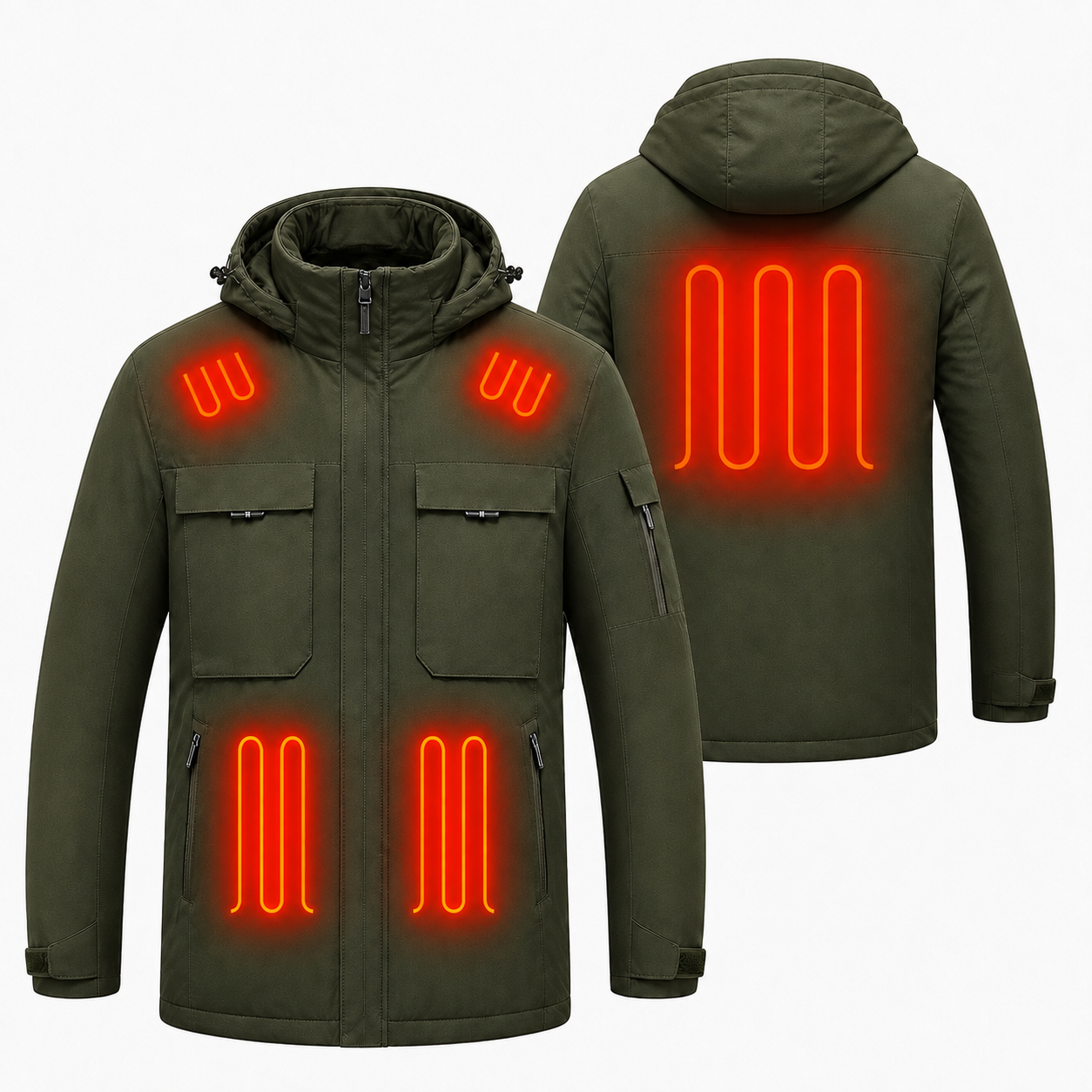 Men's 9-Zone Heated Winter Jacket with Detachable Hood