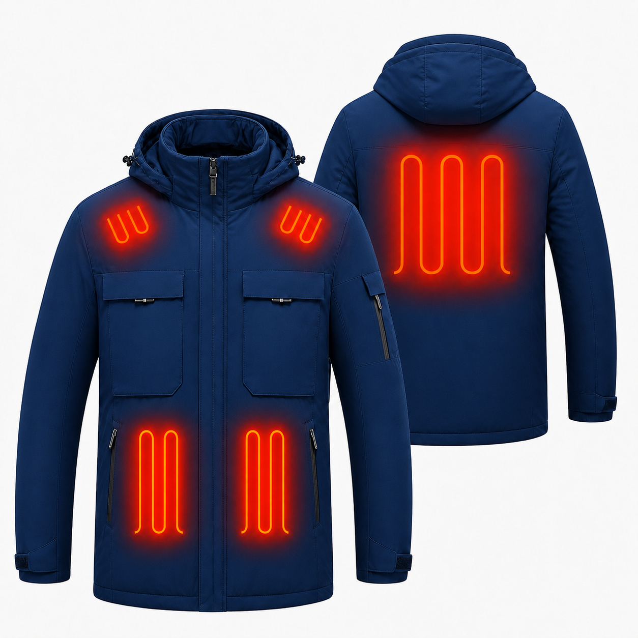 Men's 9-Zone Heated Winter Jacket with Detachable Hood