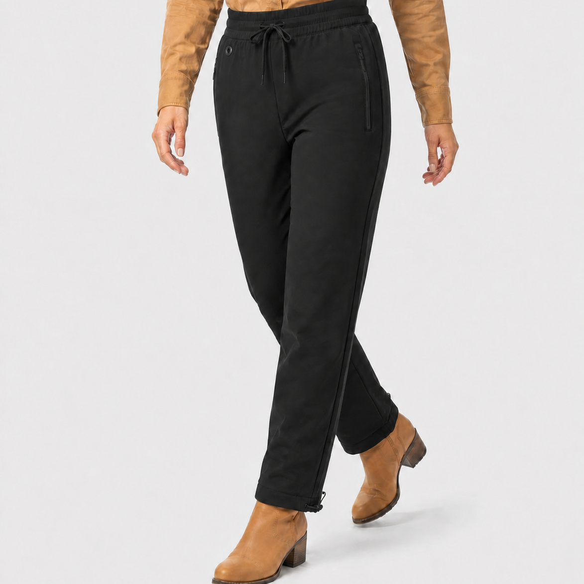 Women's Smart Heated Pants for Winter Comfort-Black
