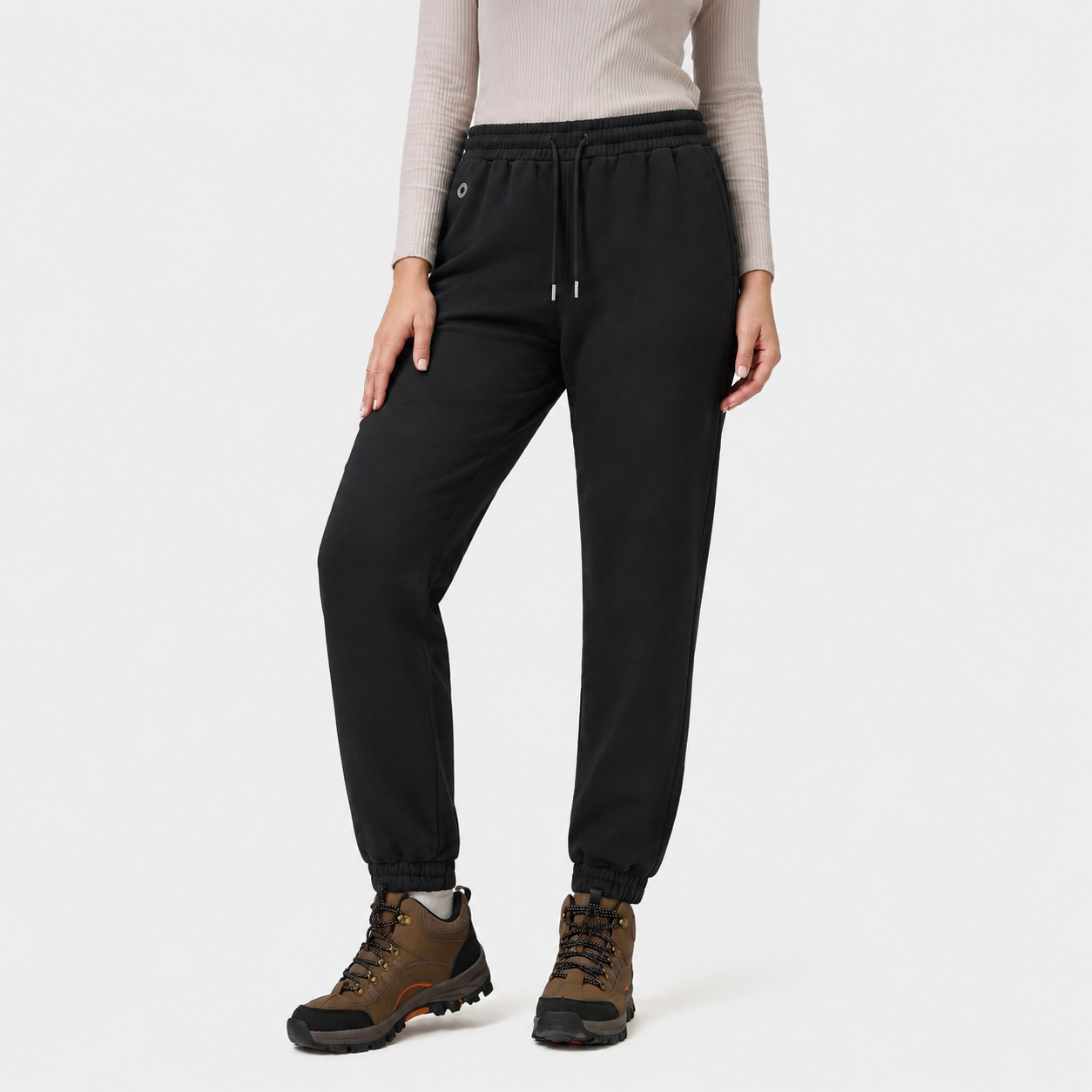 Women's Smart Heated Sweatpants with Adjustable Warmth-Black
