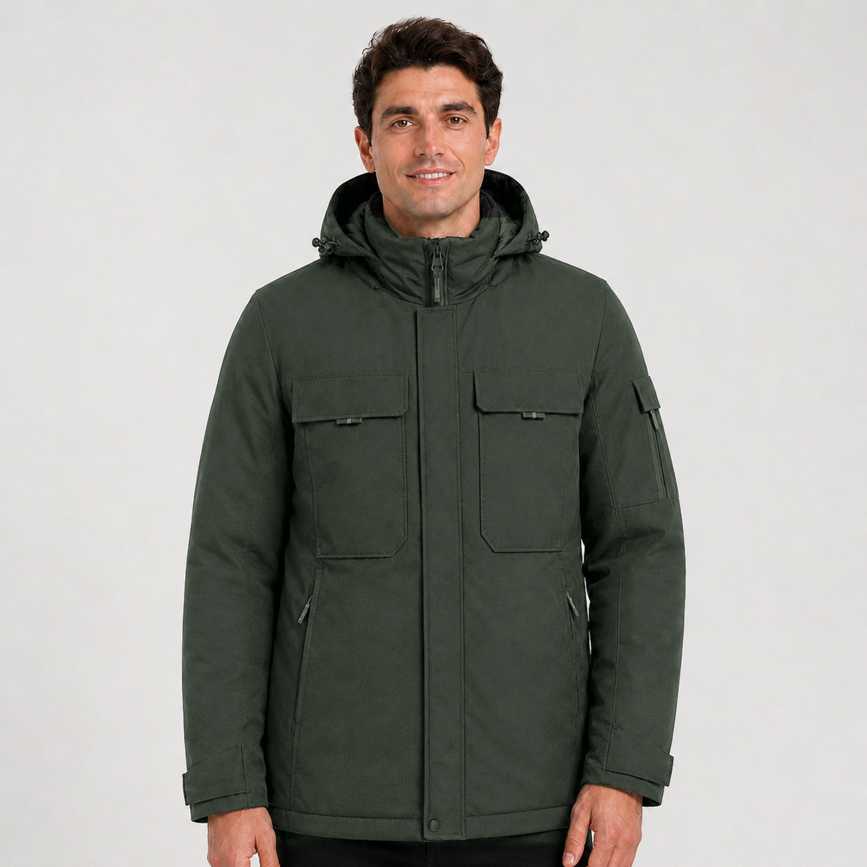 Men's 9-Zone Heated Winter Jacket with Detachable Hood