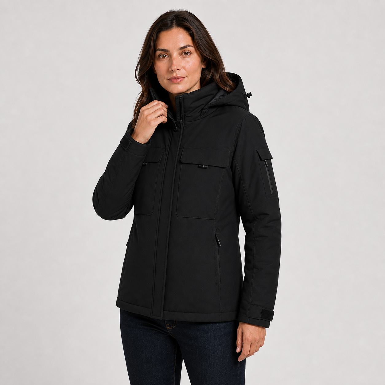Women's 9-Zone Heated Winter Jacket with Detachable Hood