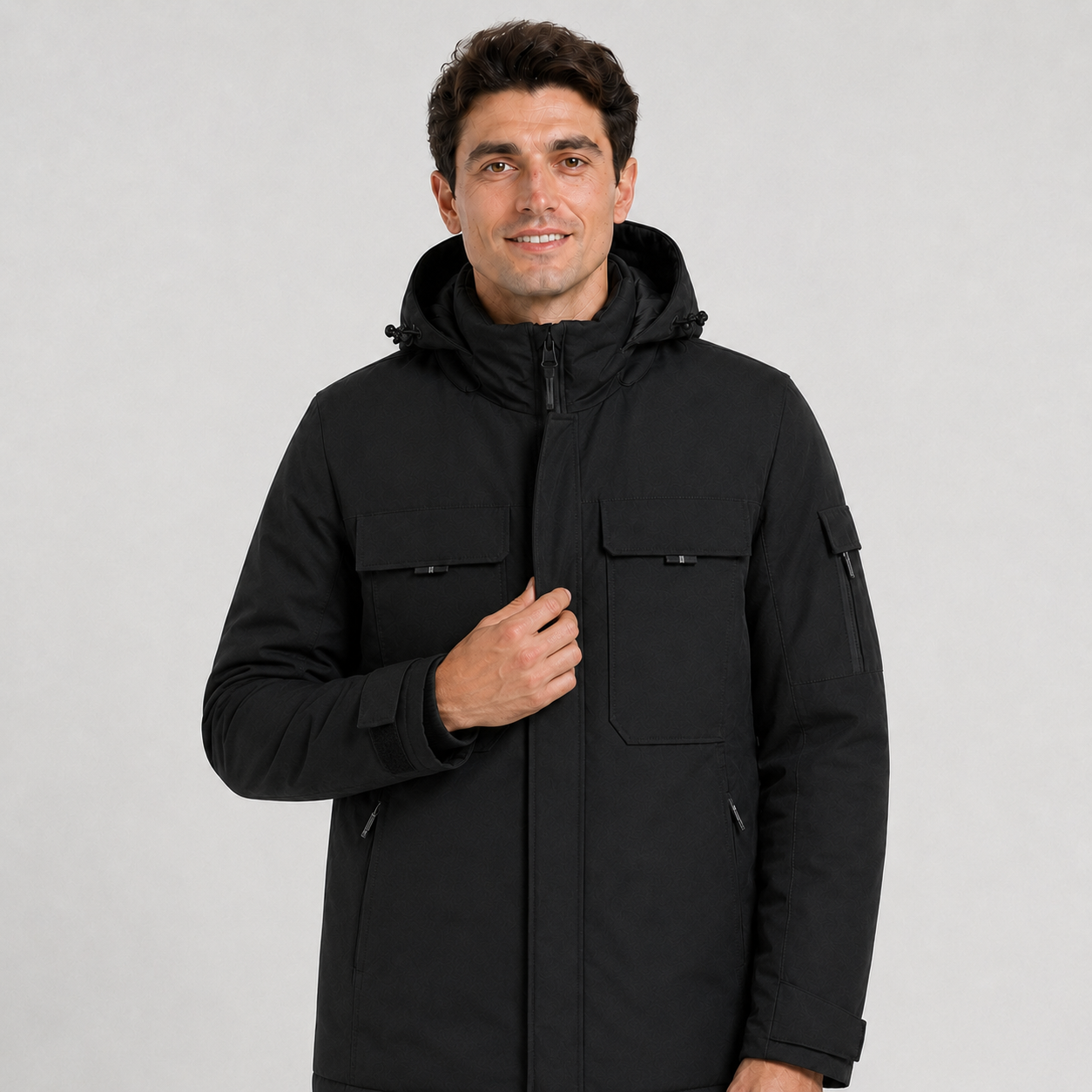 Men's 9-Zone Heated Winter Jacket with Detachable Hood