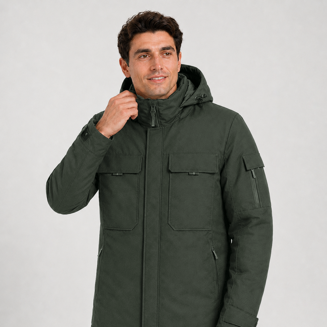 Men's 9-Zone Heated Winter Jacket with Detachable Hood