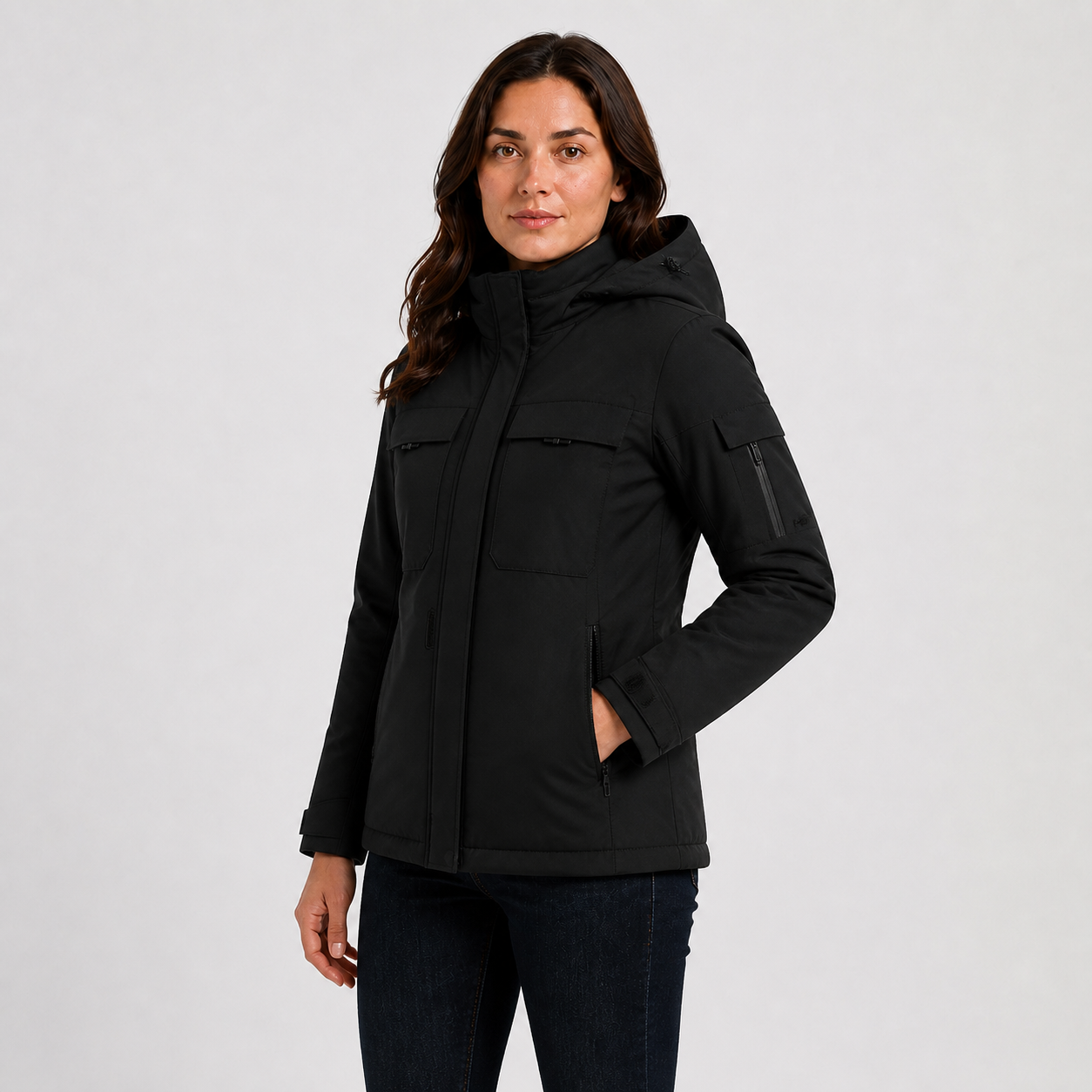 Women's 9-Zone Heated Winter Jacket with Detachable Hood