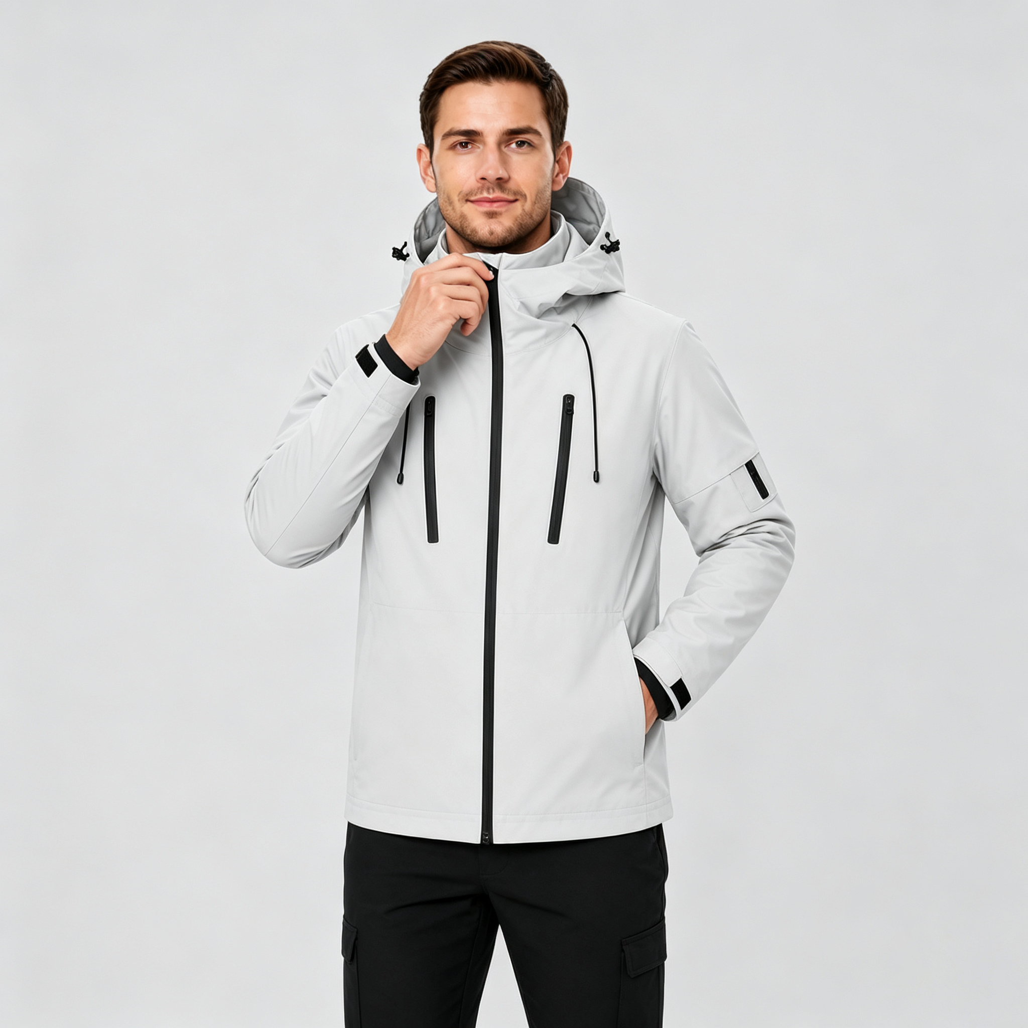 Men's Packable Performance Rain Jacket - Soft Warm Grey