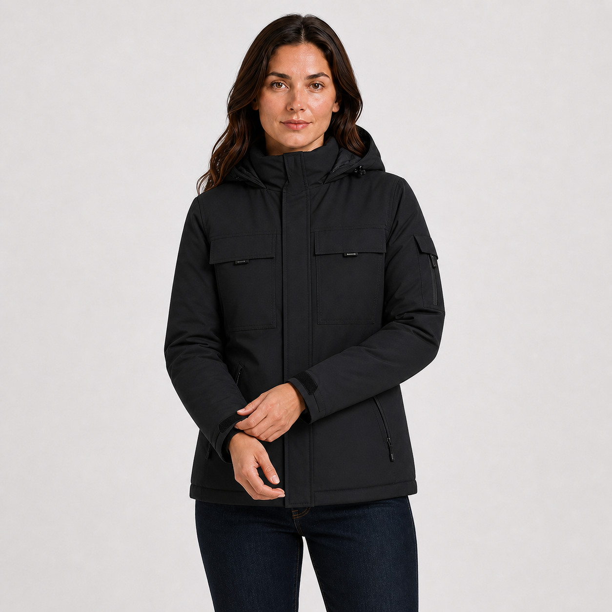 Women's 9-Zone Heated Winter Jacket with Detachable Hood