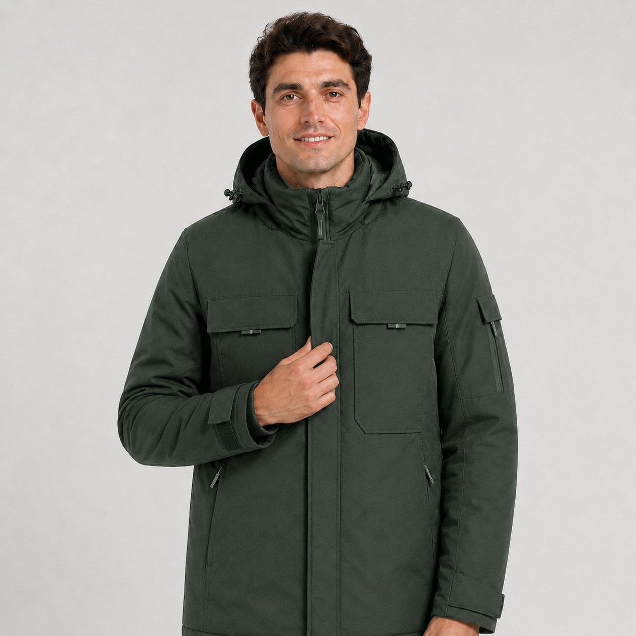 Men's 9-Zone Heated Winter Jacket with Detachable Hood