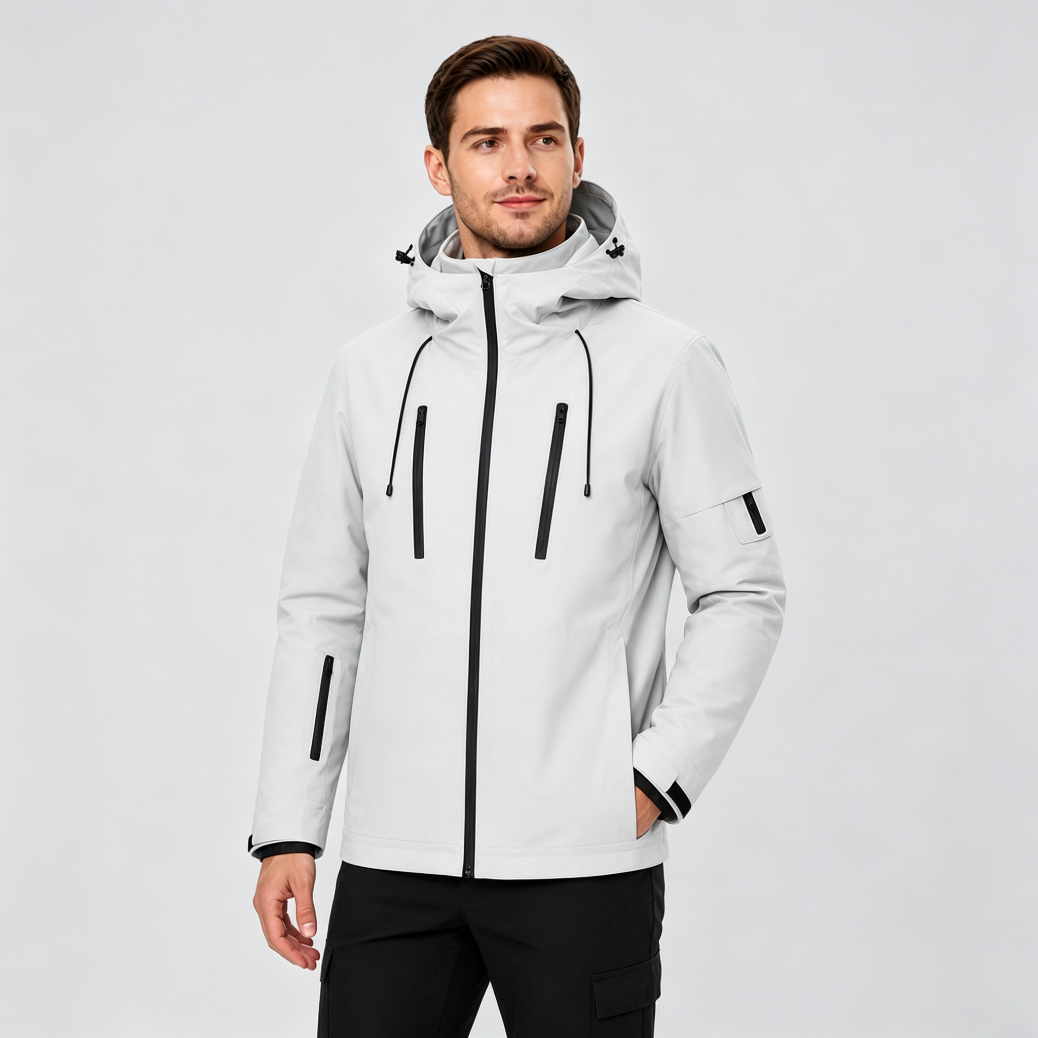 Men's Packable Performance Rain Jacket - Soft Warm Grey