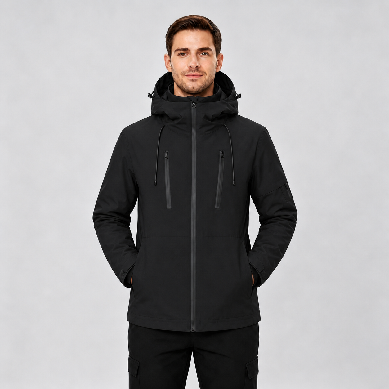 Men's Packable Performance Rain Jacket - Soft Warm Black
