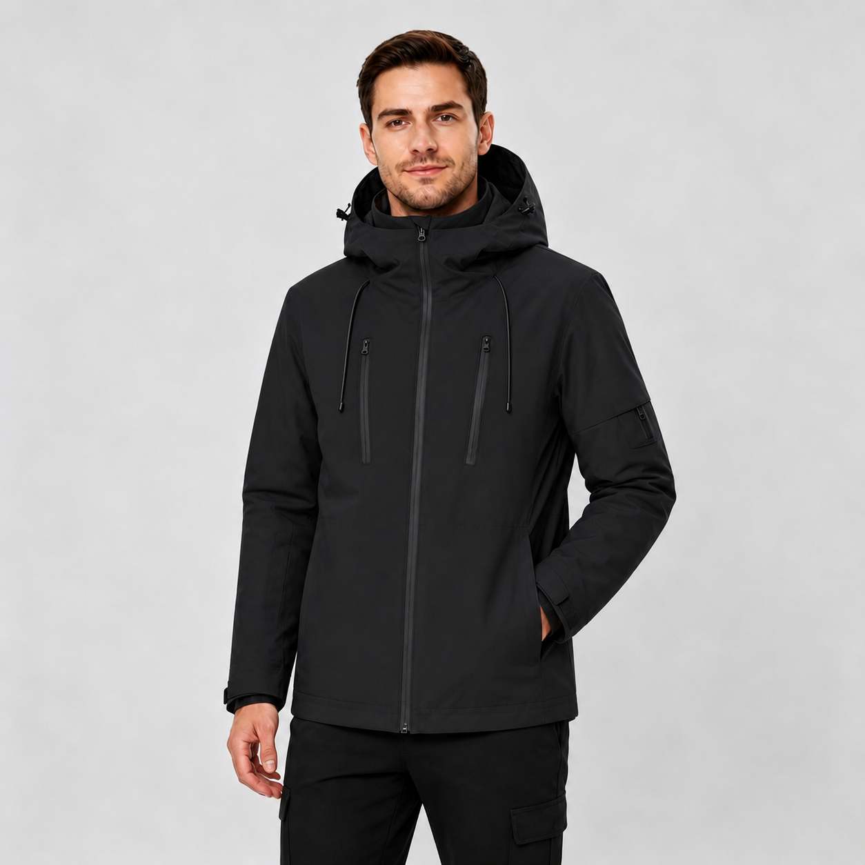 Men's Packable Performance Rain Jacket - Soft Warm Black